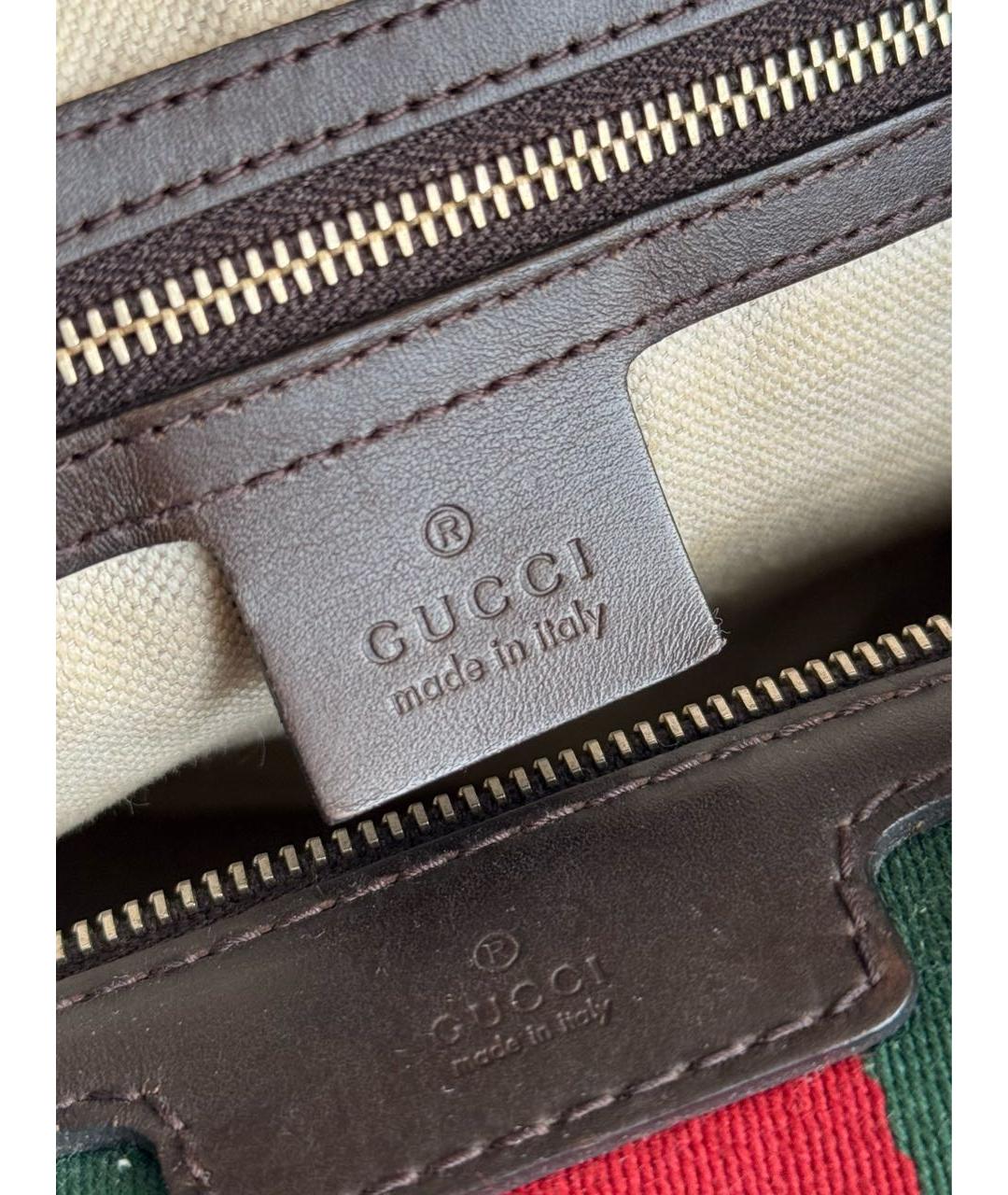 GUCCI Коричневая тканевая сумка с короткими ручками, фото 5