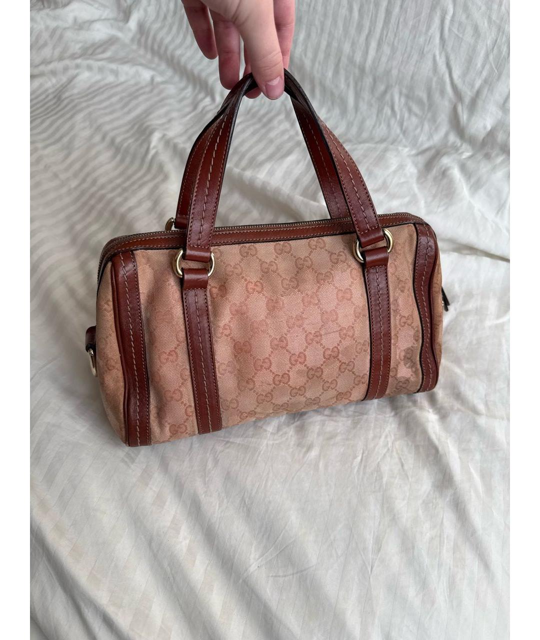 GUCCI Коричневая сумка с короткими ручками из канвы, фото 2