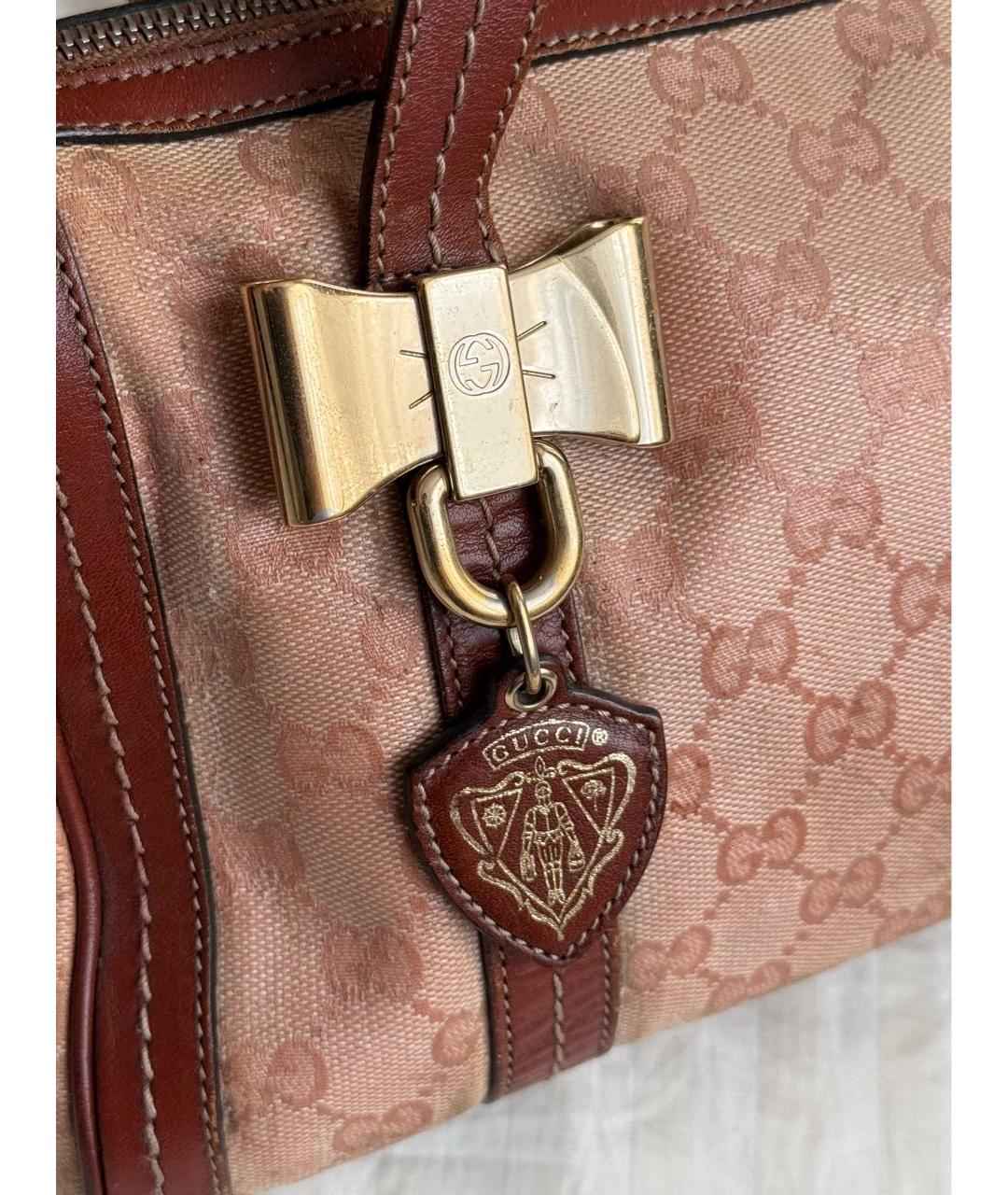 GUCCI Коричневая сумка с короткими ручками из канвы, фото 4