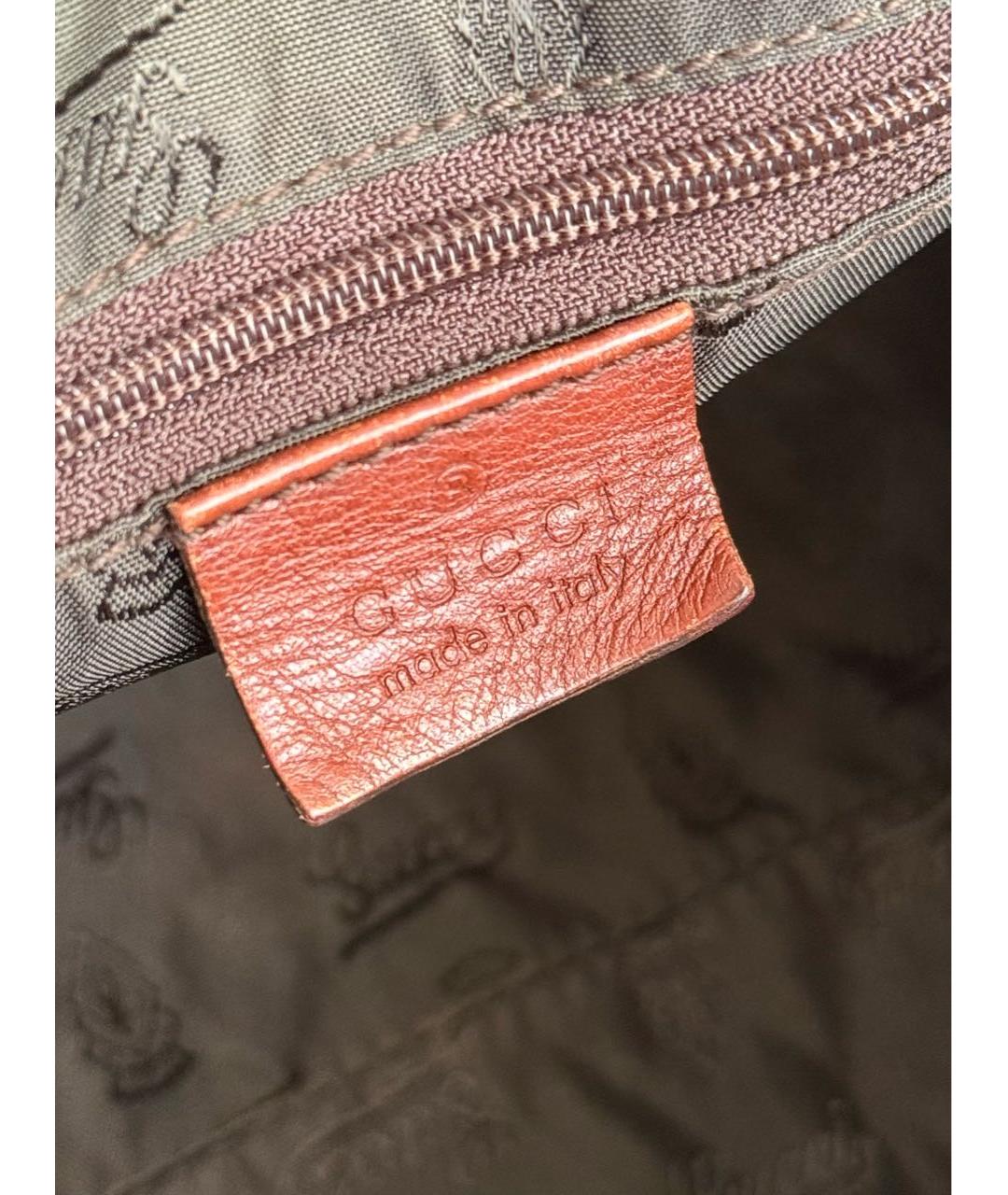 GUCCI Коричневая сумка с короткими ручками из канвы, фото 6