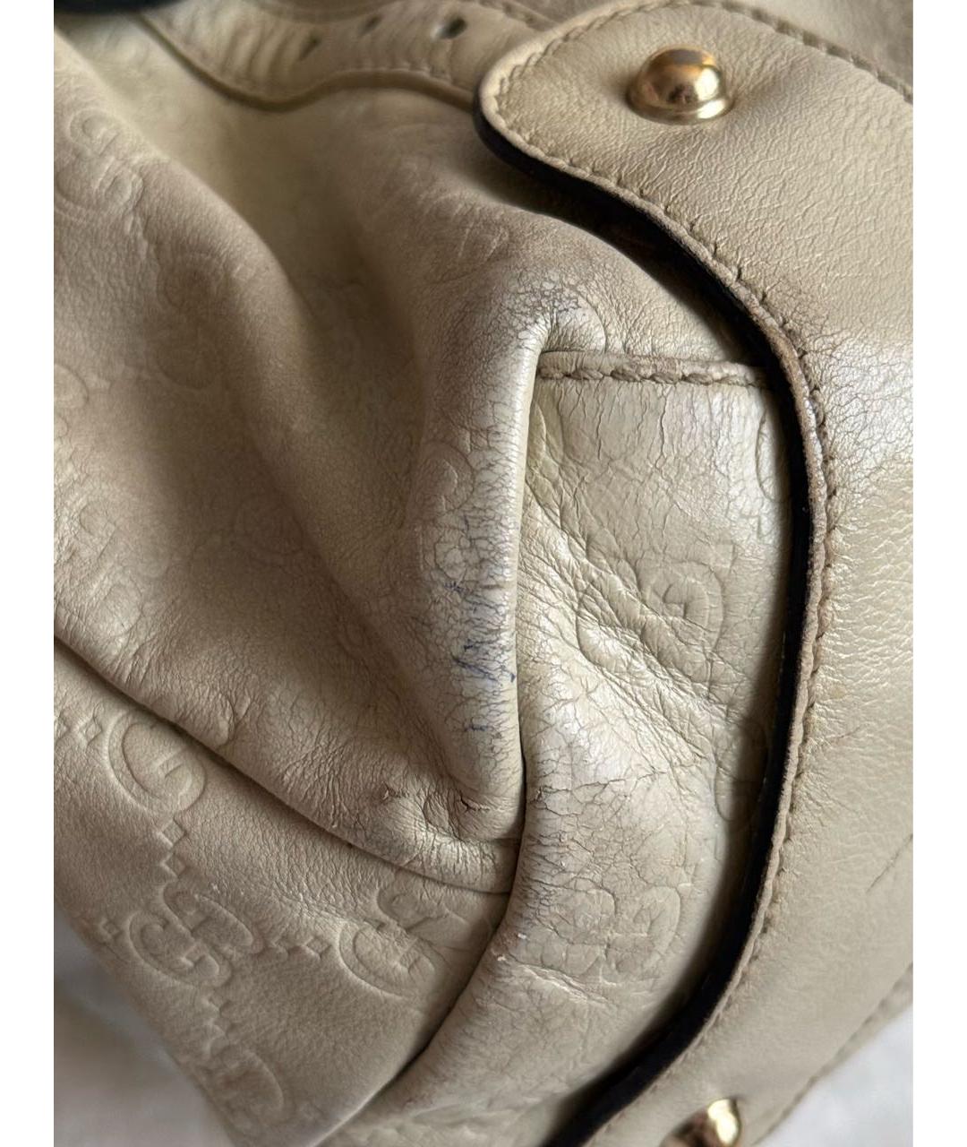 GUCCI Бежевая кожаная сумка тоут, фото 6