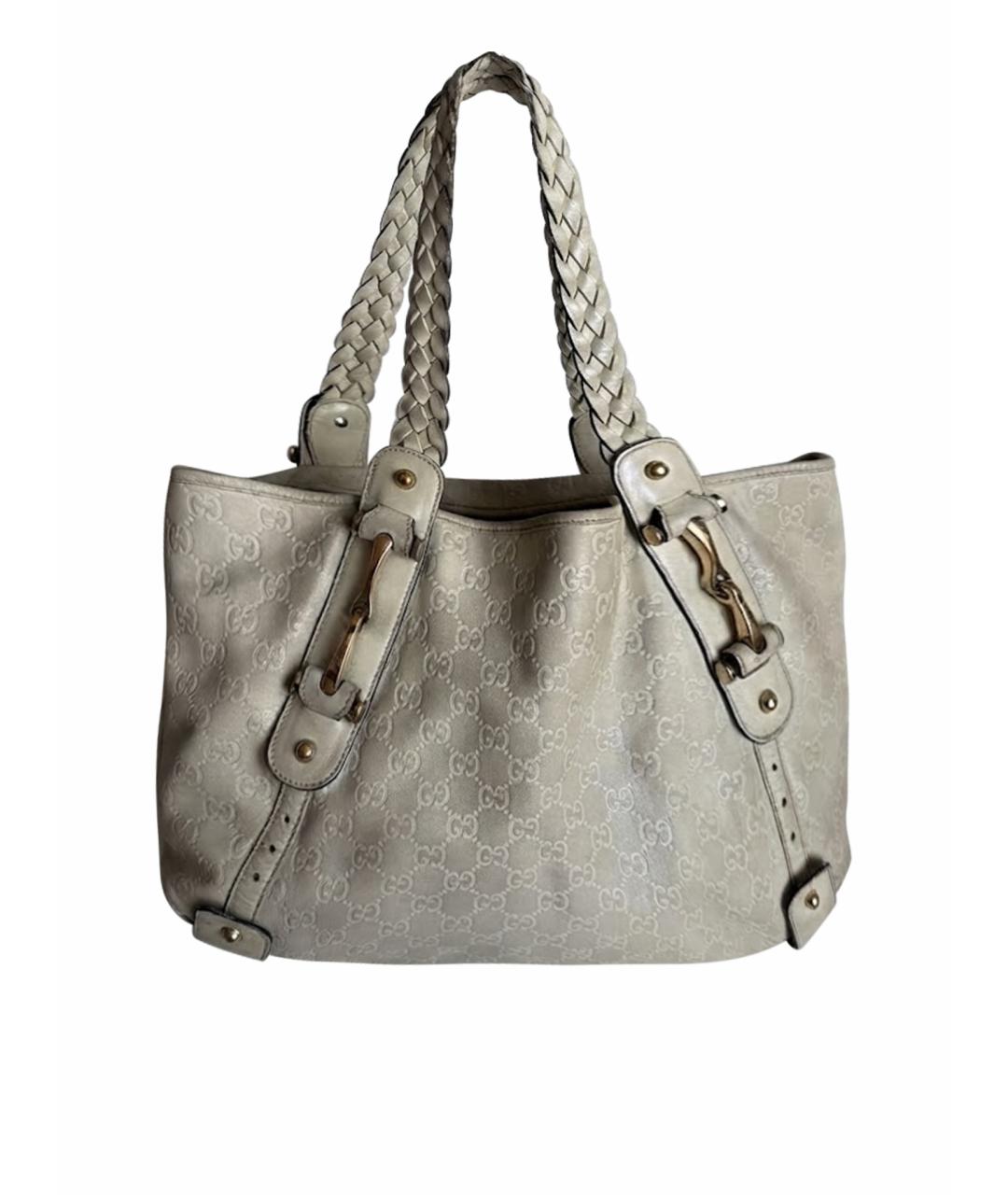 GUCCI Бежевая кожаная сумка тоут, фото 1