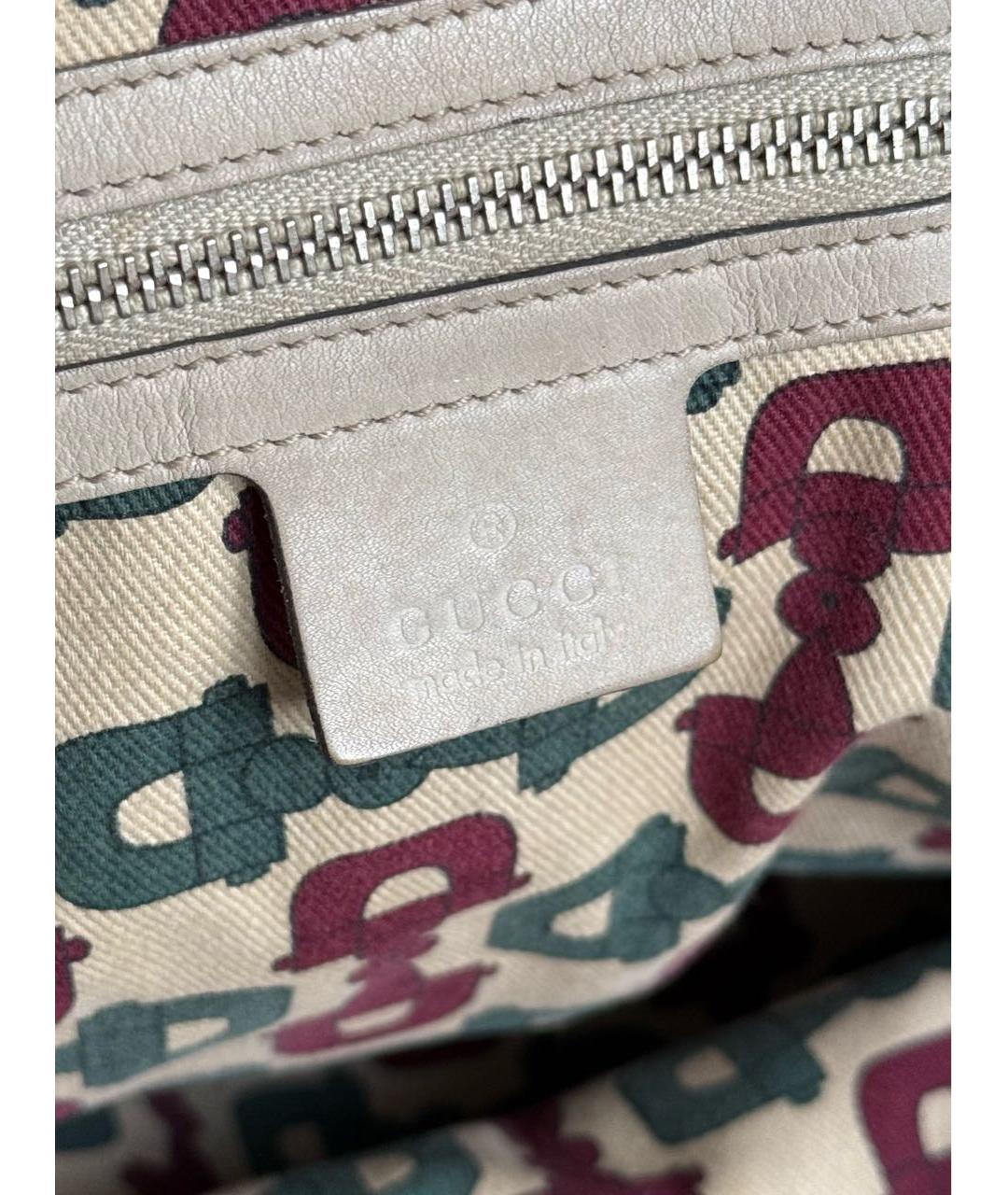 GUCCI Бежевая кожаная сумка тоут, фото 3