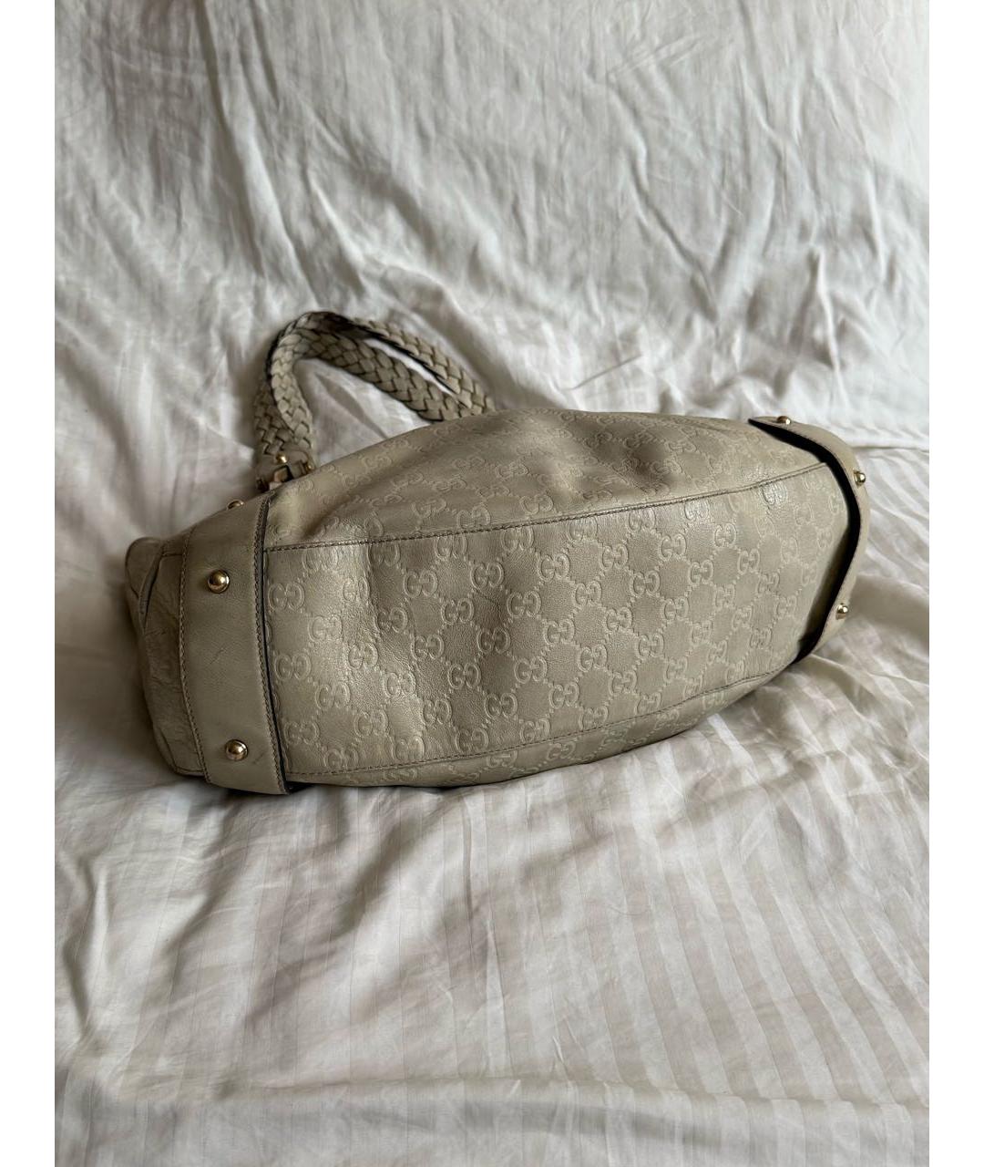 GUCCI Бежевая кожаная сумка тоут, фото 2