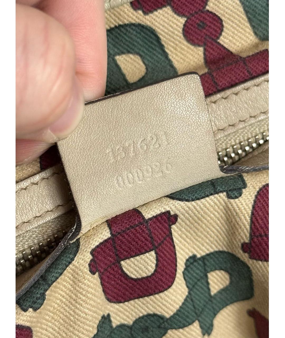 GUCCI Бежевая кожаная сумка тоут, фото 4