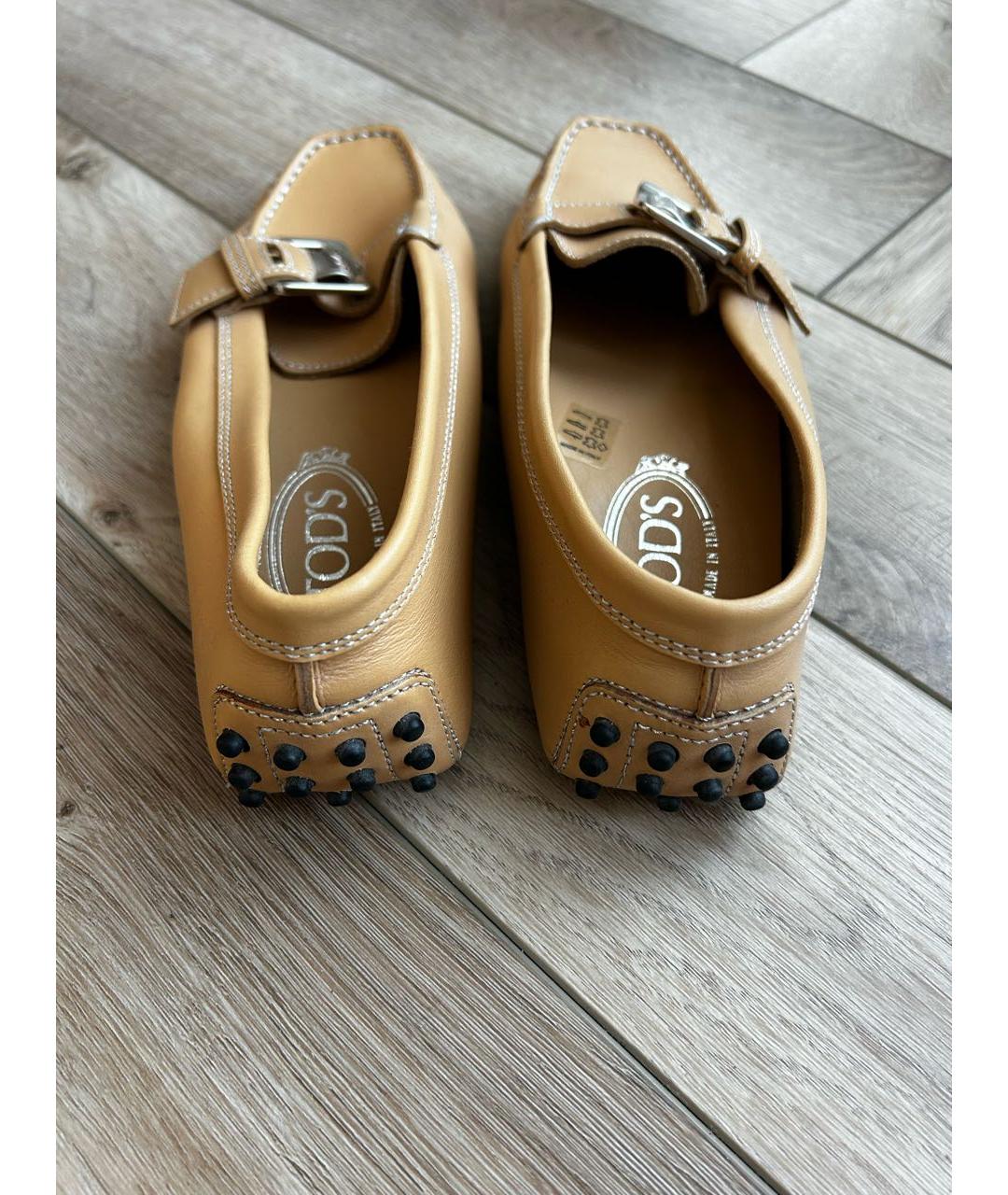 TOD'S Бежевые кожаные мокасины, фото 4