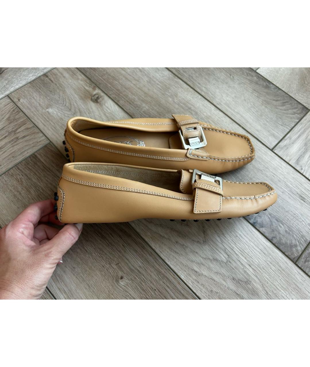 TOD'S Бежевые кожаные мокасины, фото 6