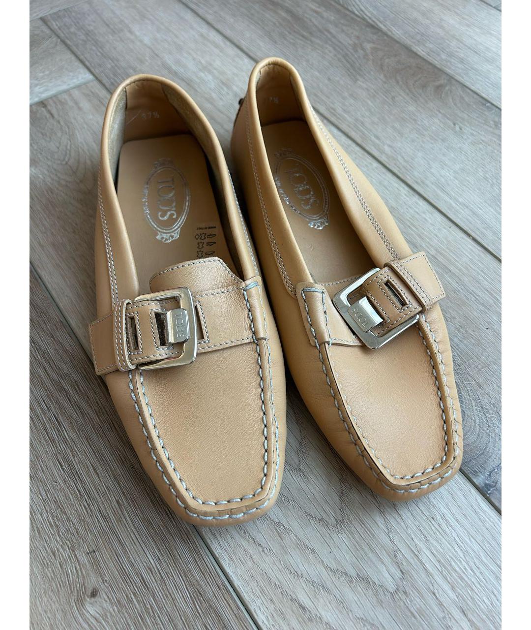 TOD'S Бежевые кожаные мокасины, фото 2