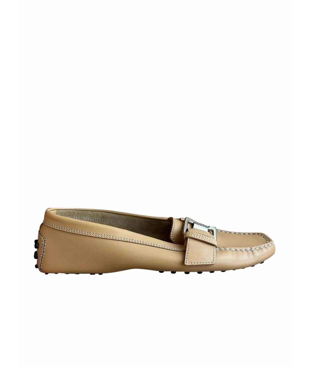 TOD'S Бежевые кожаные мокасины, фото 1