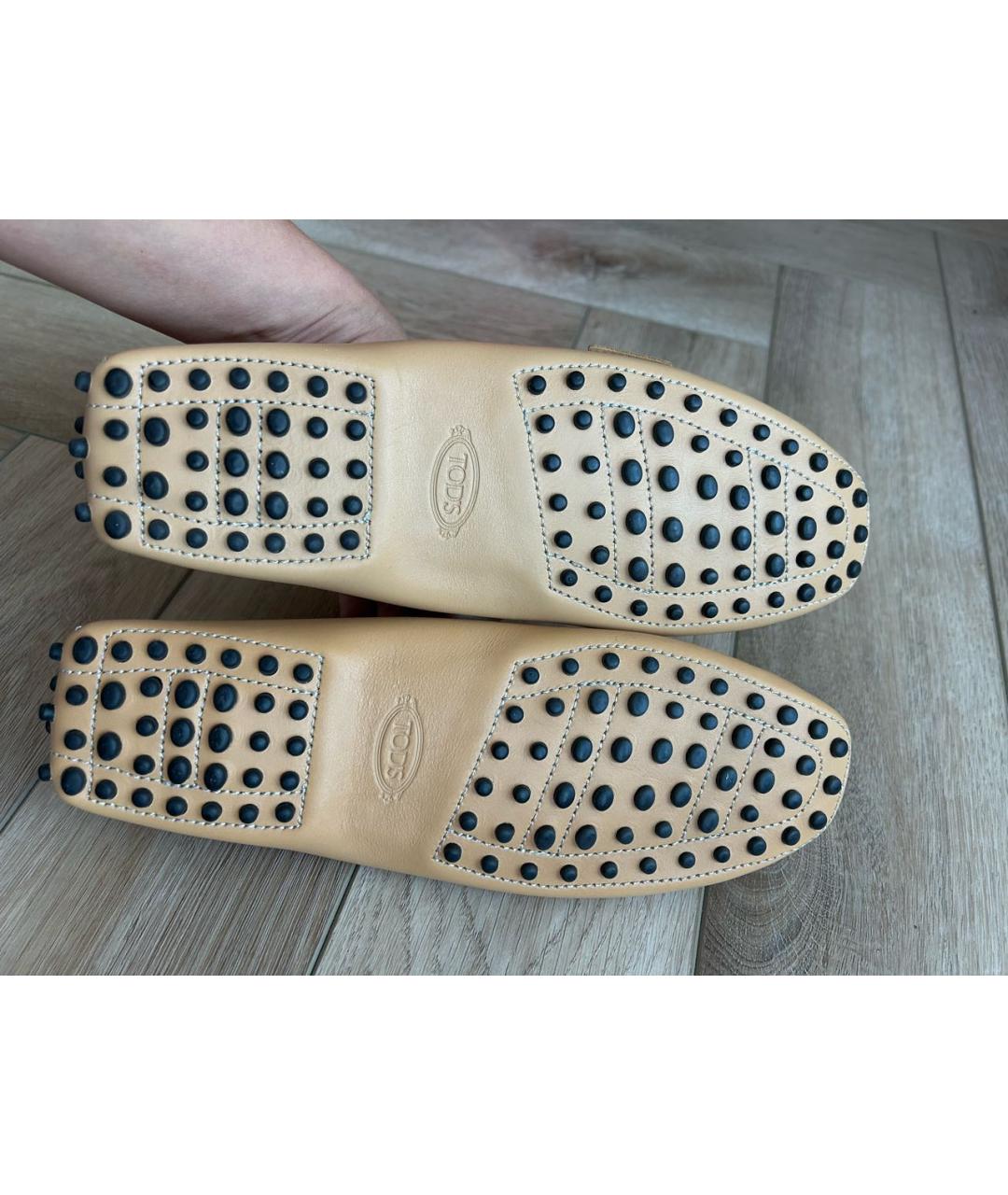 TOD'S Бежевые кожаные мокасины, фото 5