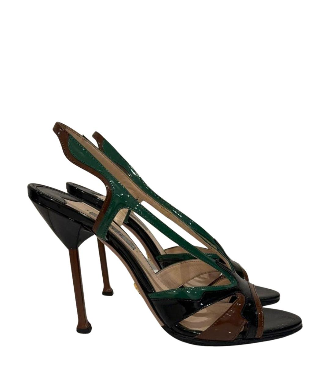 PRADA Красные босоножки из лакированной кожи, фото 1