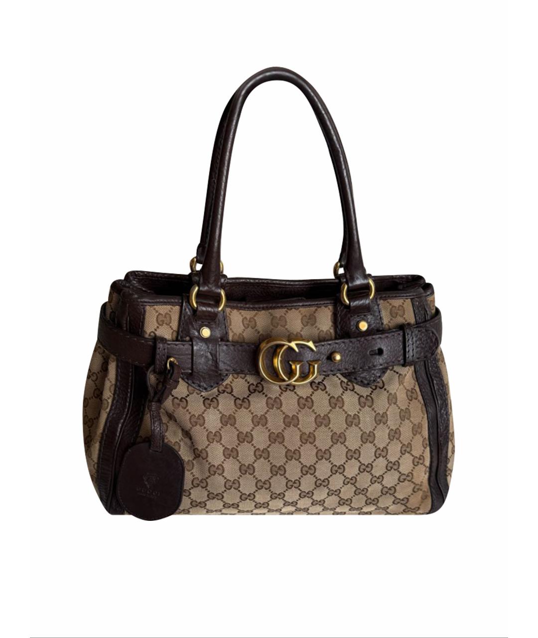 GUCCI Коричневая сумка тоут из канвы, фото 1