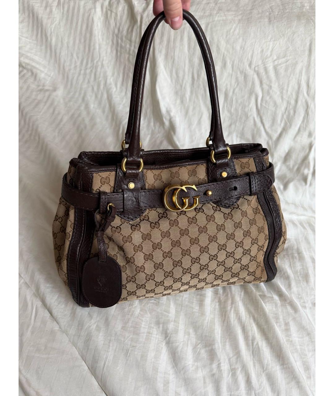 GUCCI Коричневая сумка тоут из канвы, фото 8