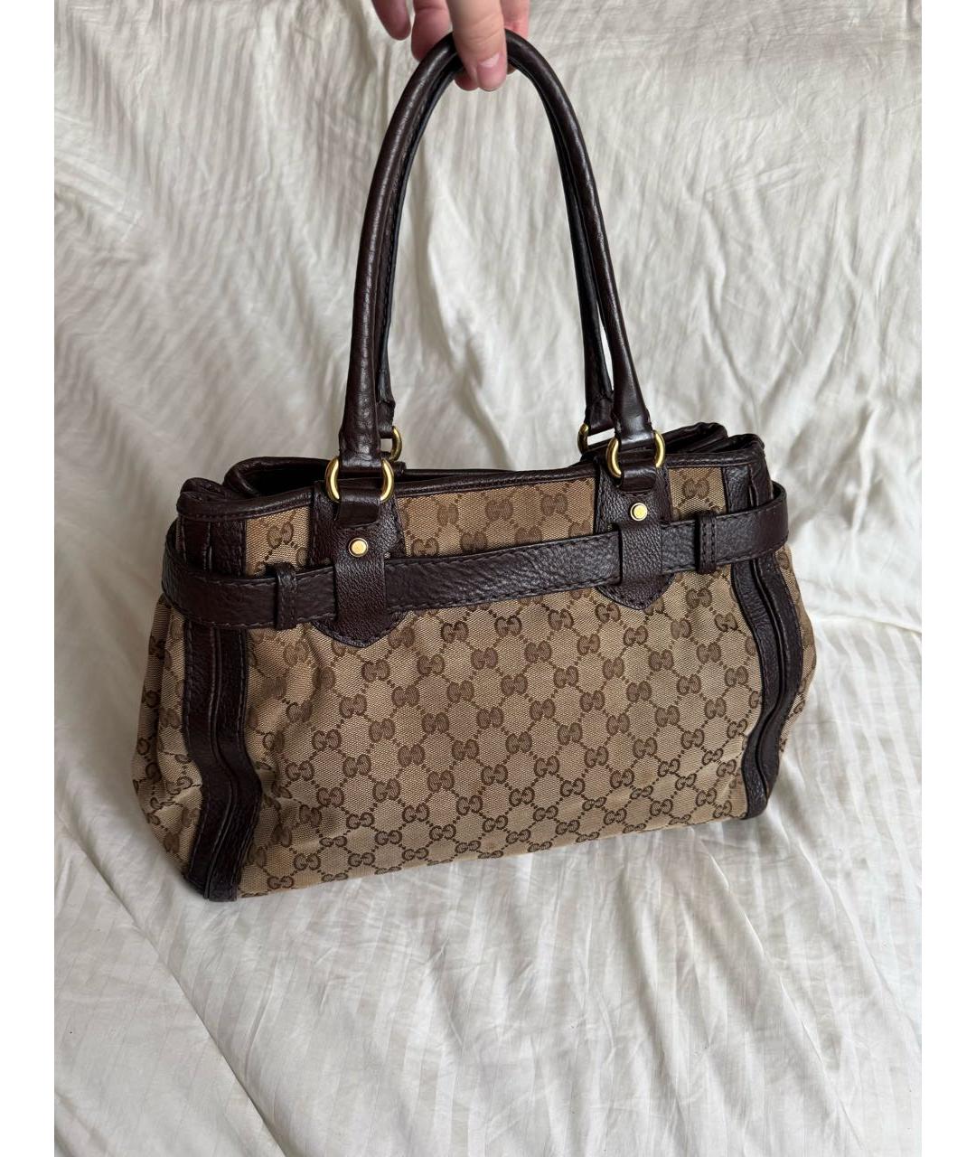 GUCCI Коричневая сумка тоут из канвы, фото 2
