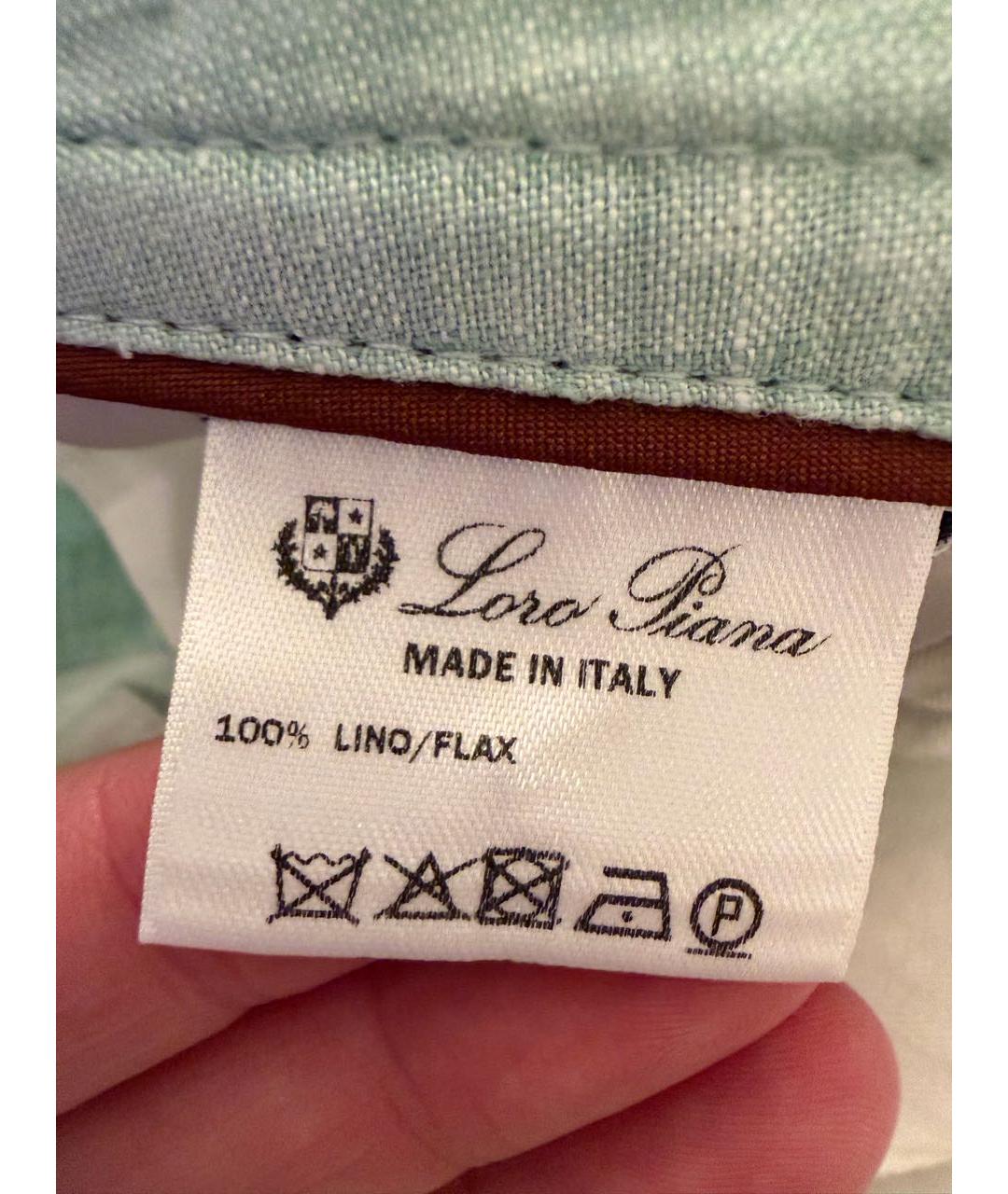 LORO PIANA Бирюзовые льняные шорты, фото 3