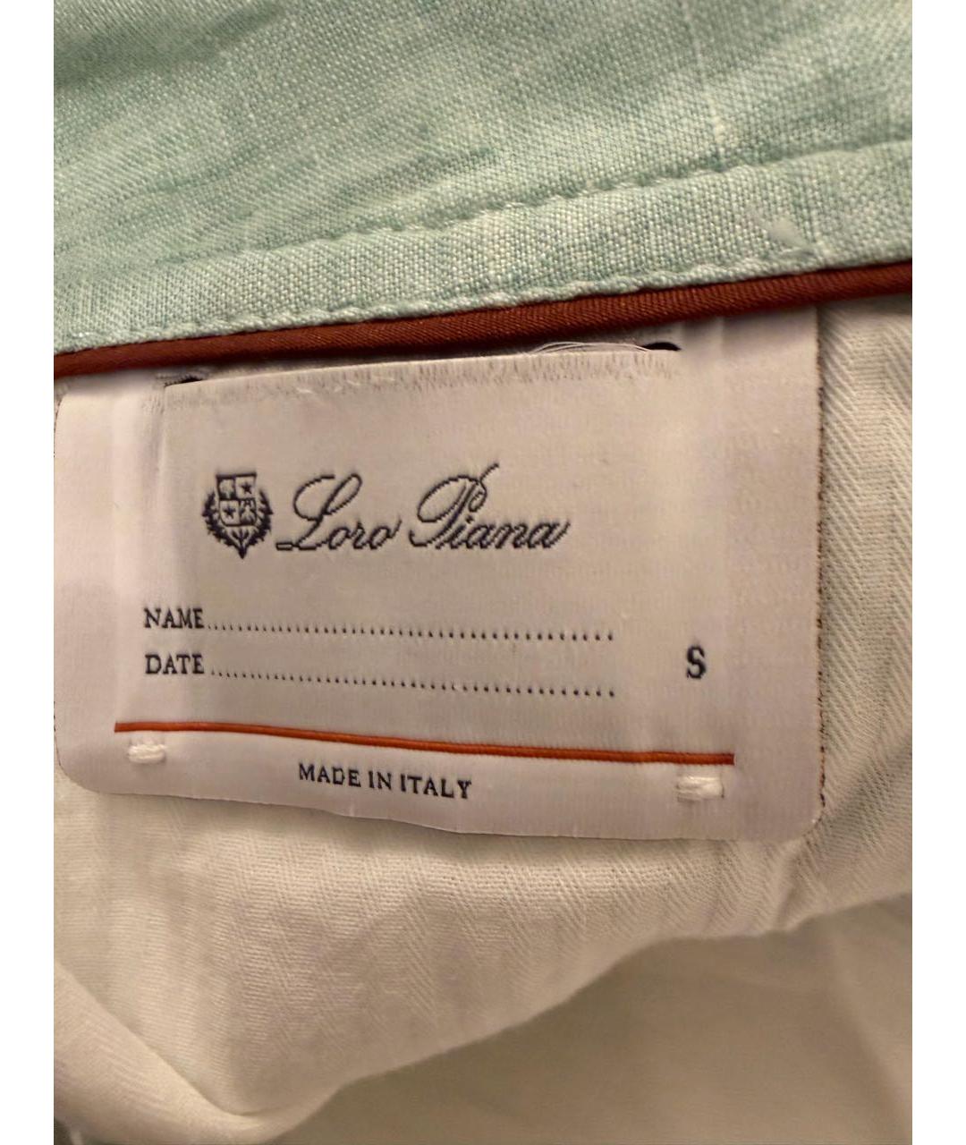 LORO PIANA Бирюзовые льняные шорты, фото 2