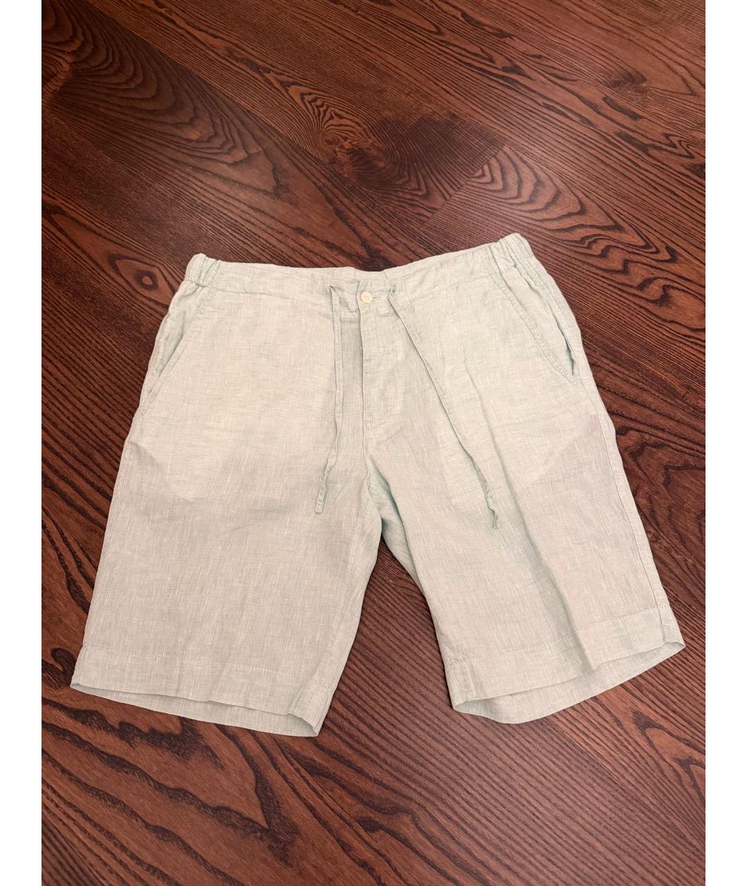 LORO PIANA Бирюзовые льняные шорты, фото 6