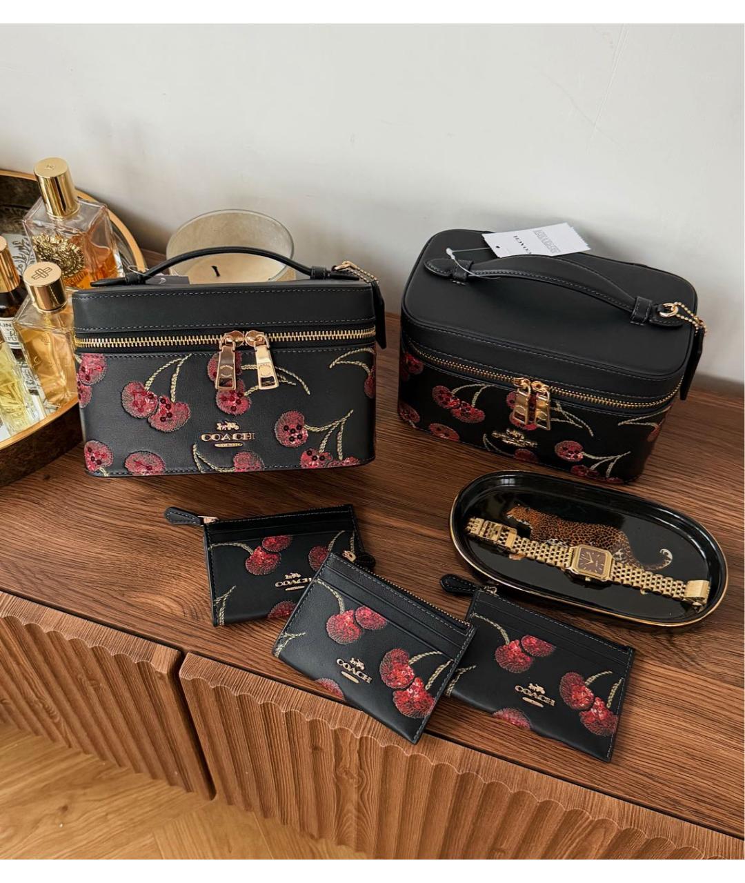 COACH Черная кожаная косметичка, фото 3