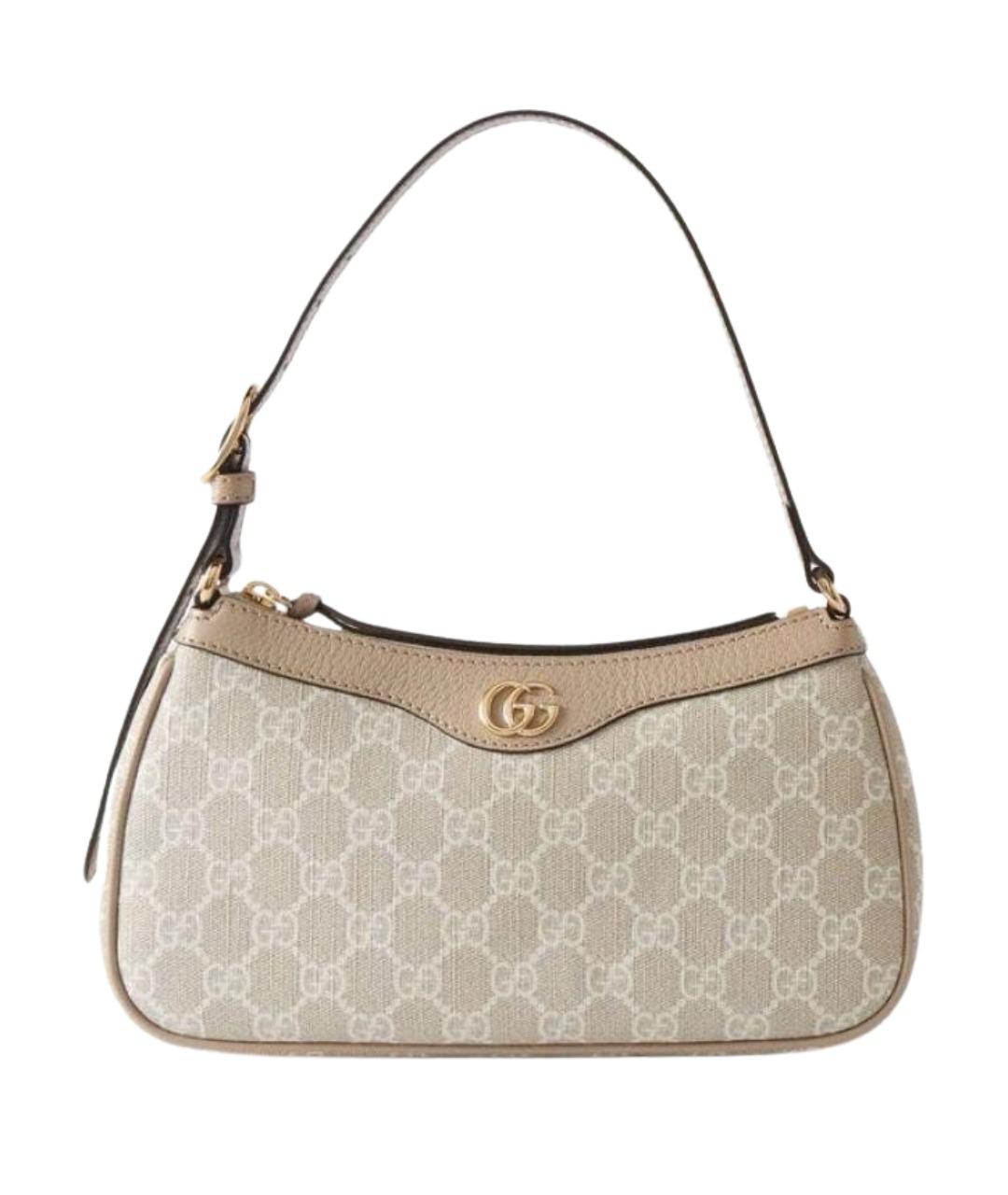 GUCCI Белая сумка с короткими ручками из канвы, фото 1