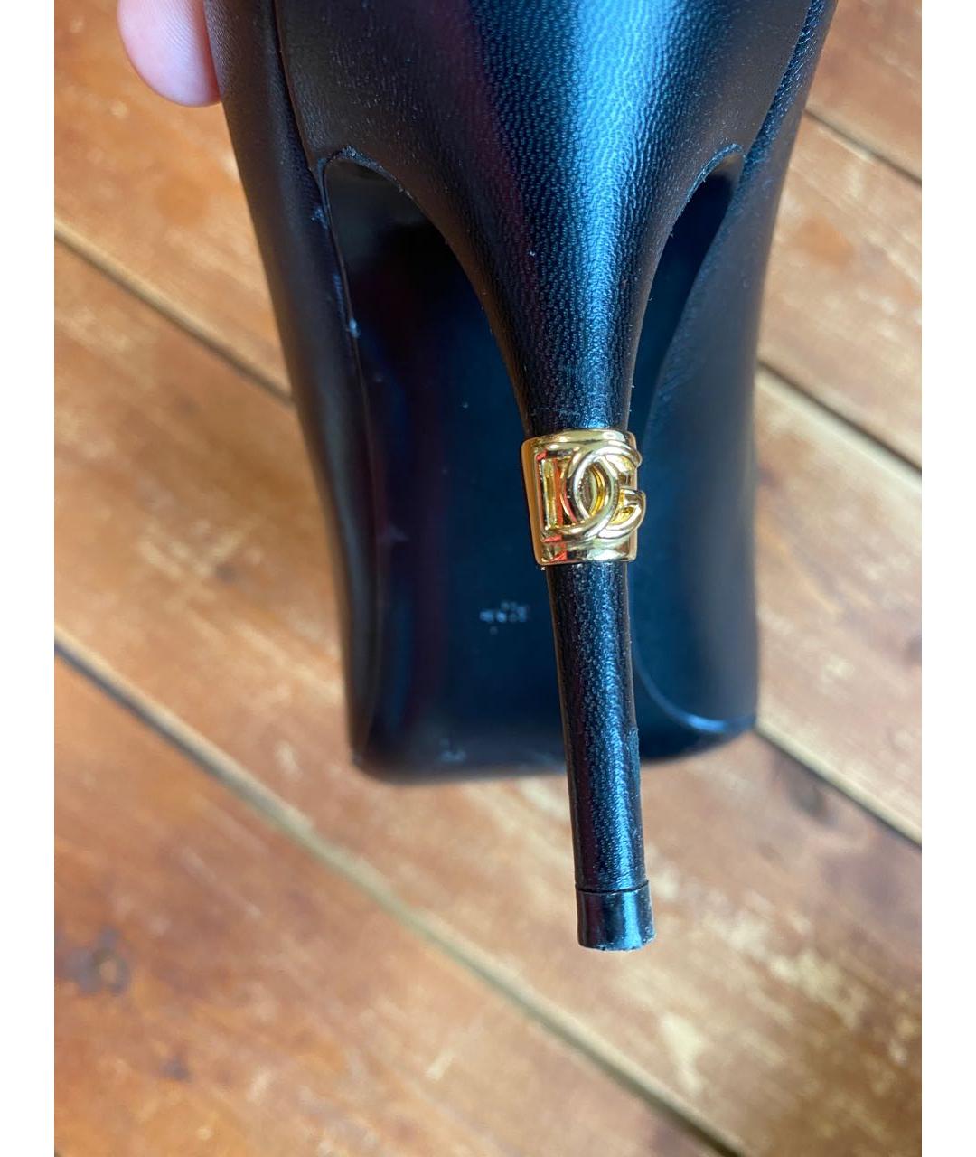 DOLCE&GABBANA Черные кожаные лодочки на низком каблуке, фото 7