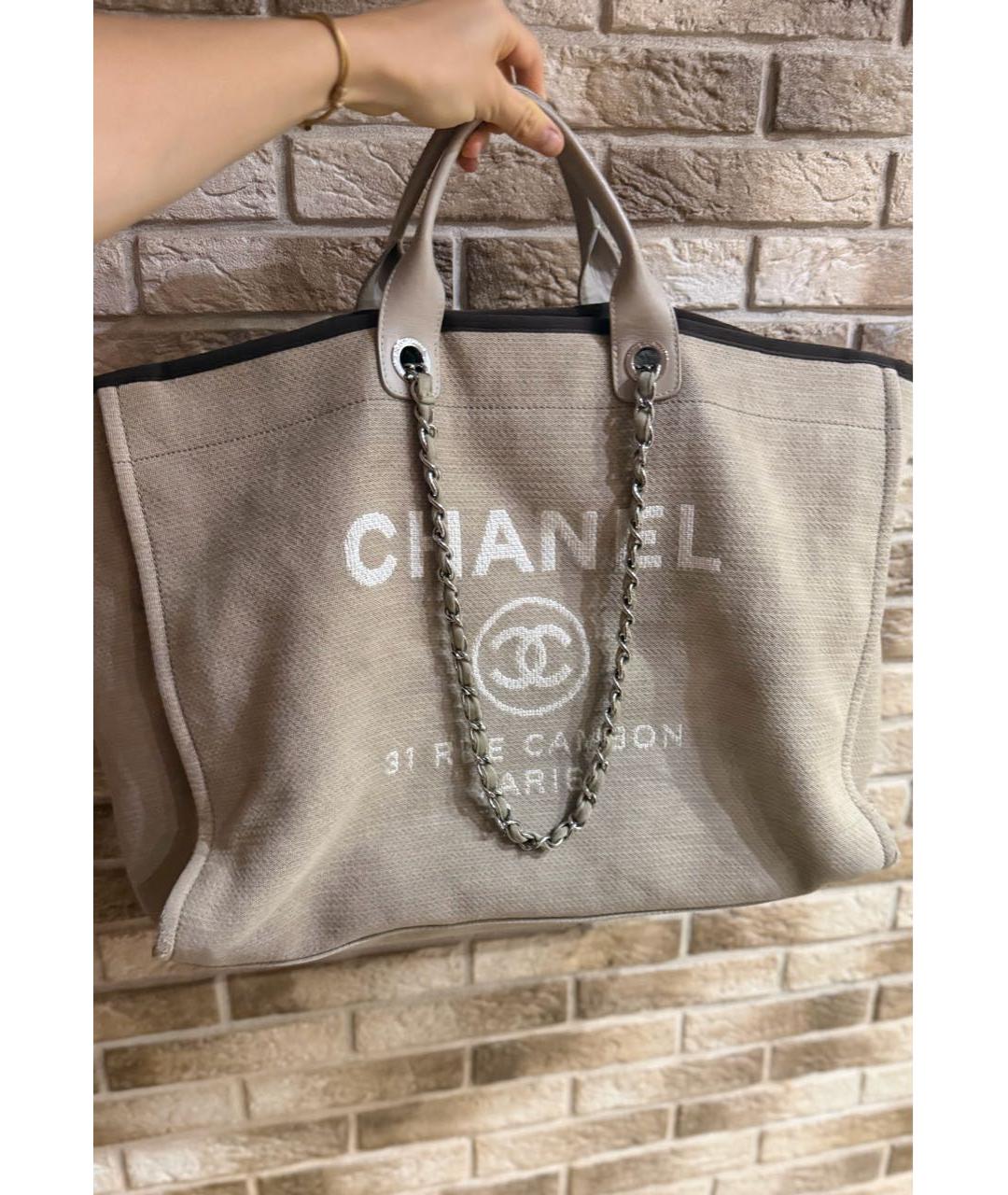 CHANEL Бежевая пляжная сумка из канвы, фото 7