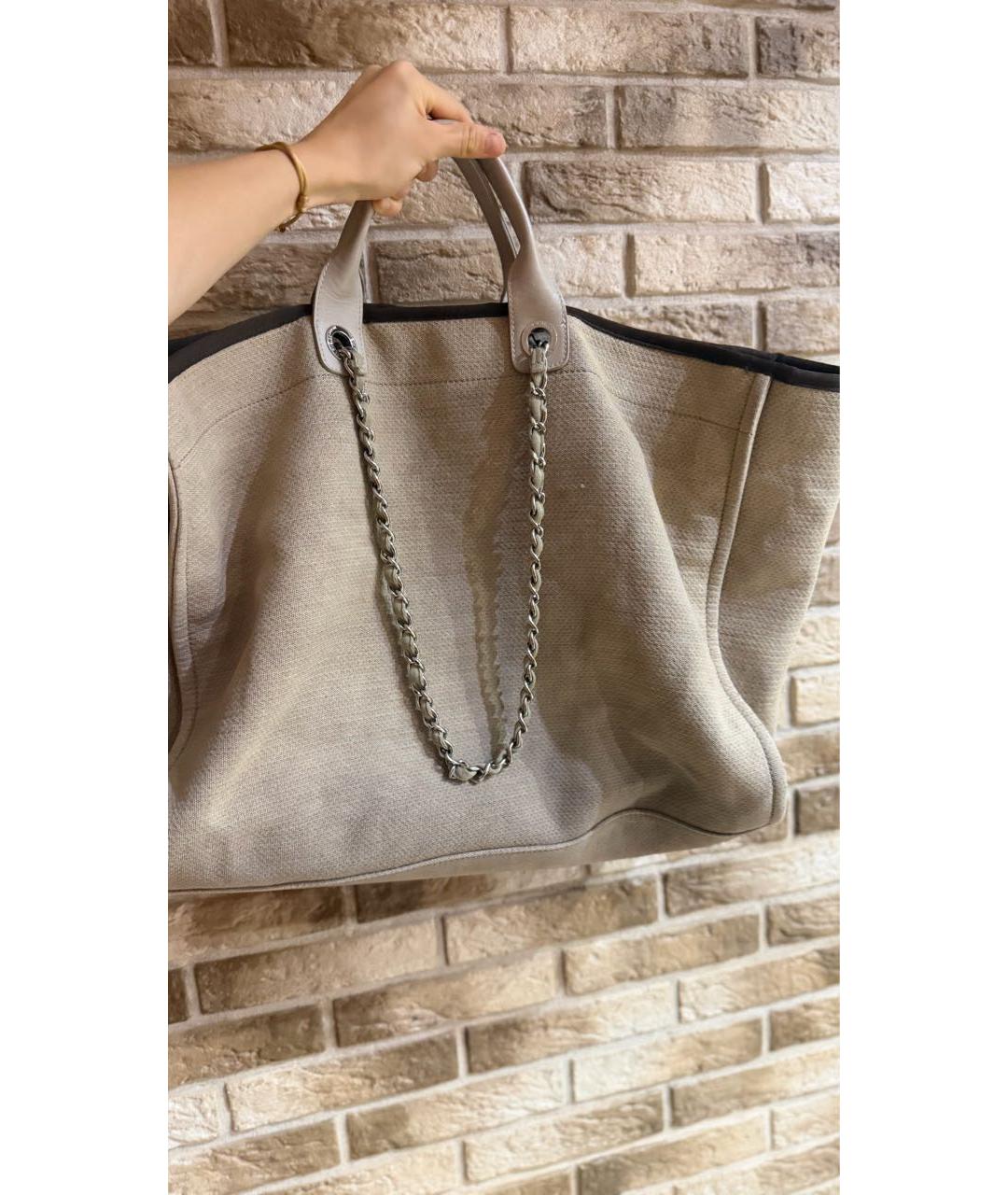 CHANEL Бежевая пляжная сумка из канвы, фото 3