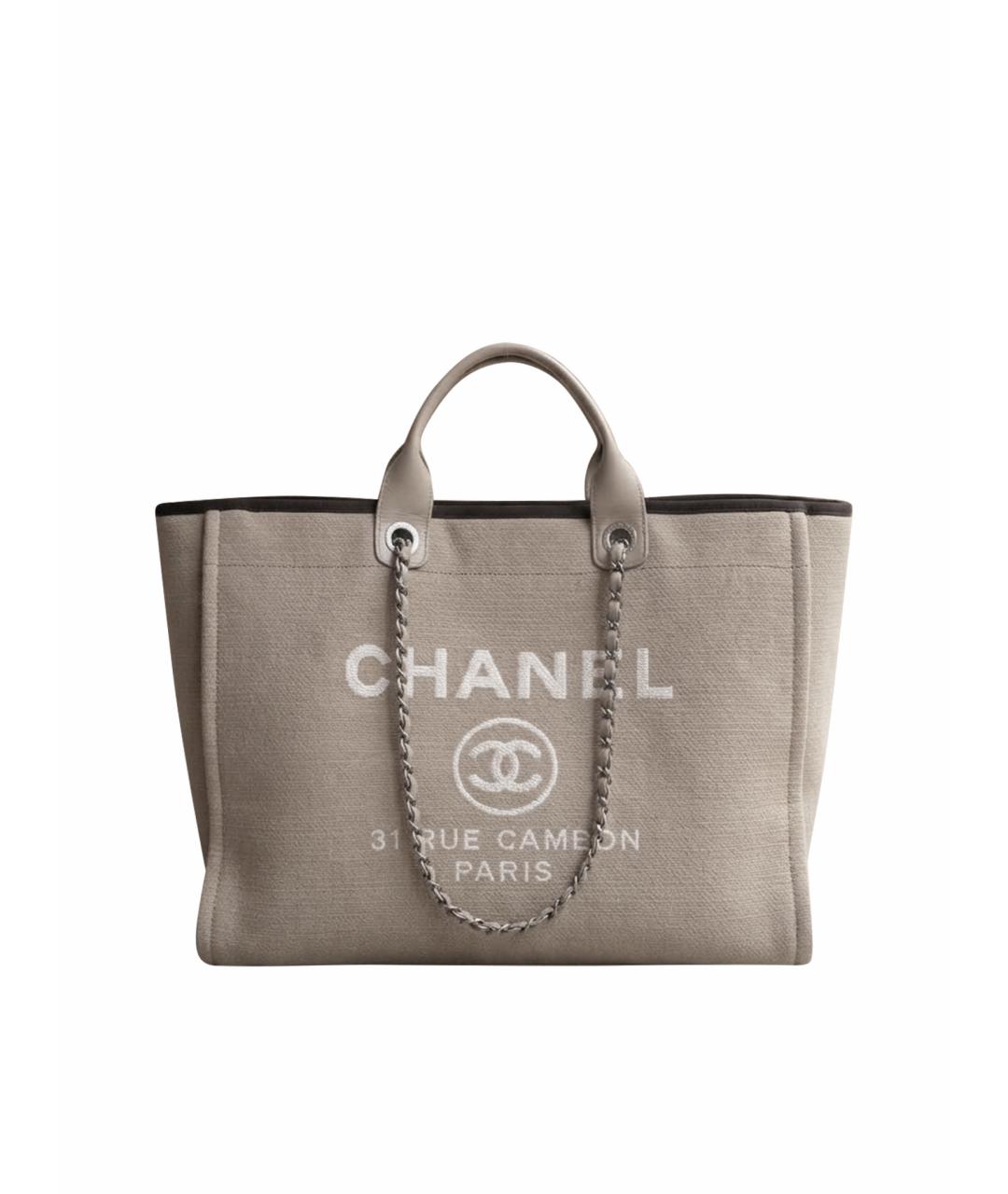 CHANEL Бежевая пляжная сумка из канвы, фото 1