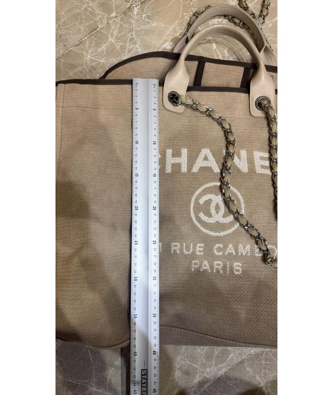 CHANEL Бежевая пляжная сумка из канвы, фото 6