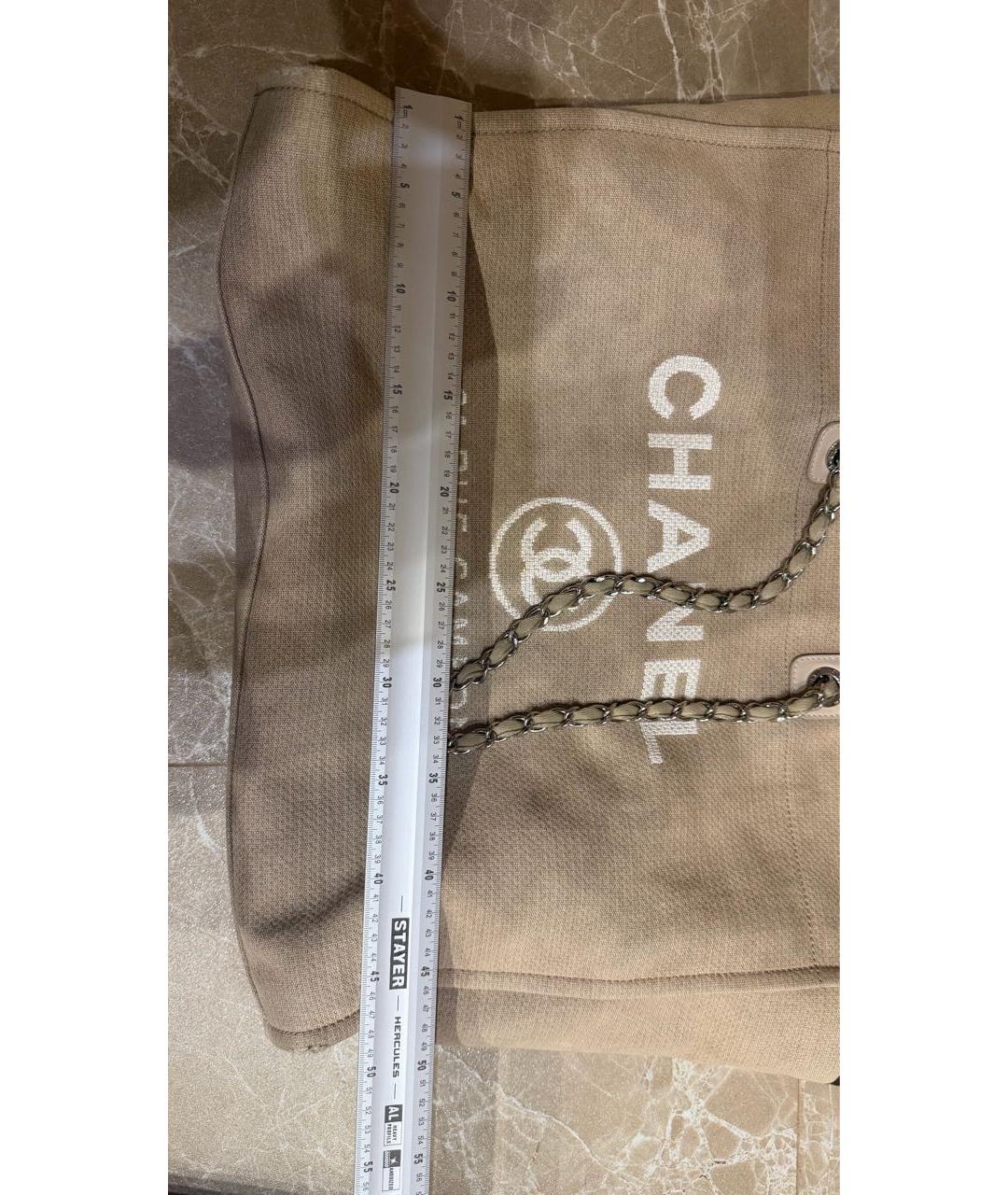 CHANEL Бежевая пляжная сумка из канвы, фото 5
