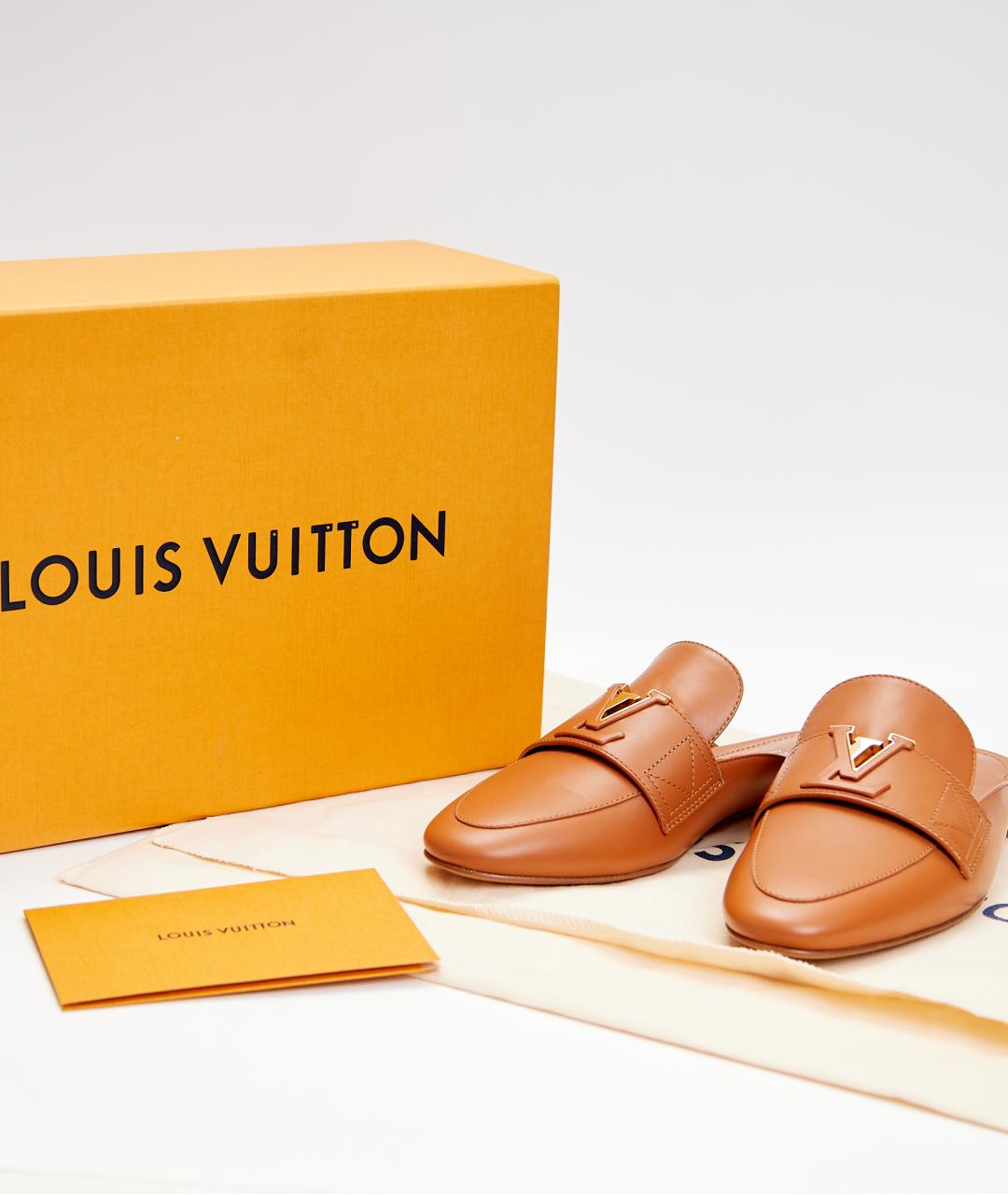 LOUIS VUITTON Коричневые кожаные мюли, фото 6