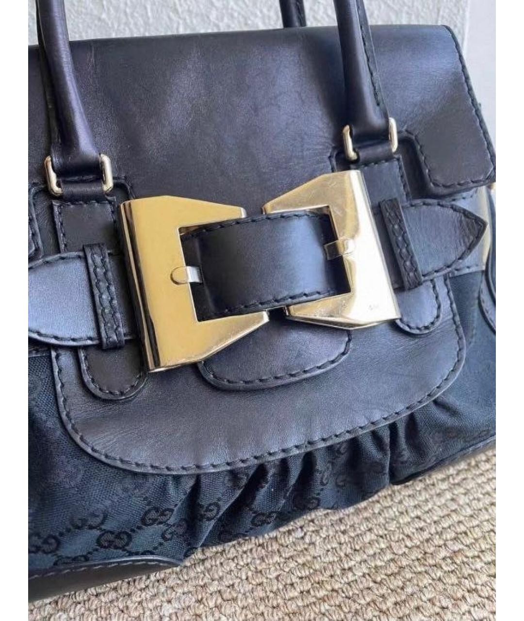GUCCI Черная сумка тоут из канвы, фото 5