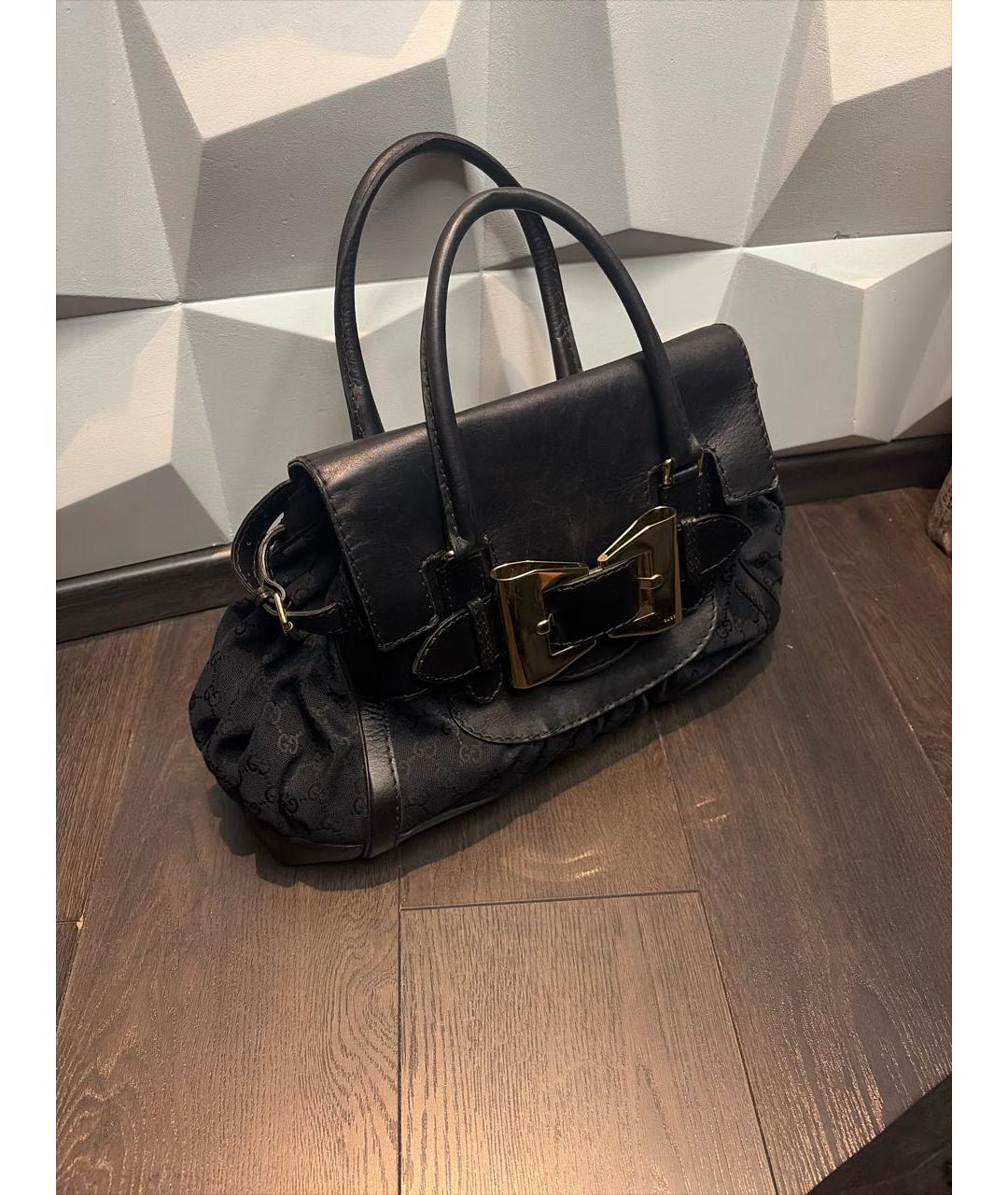 GUCCI Черная сумка тоут из канвы, фото 2
