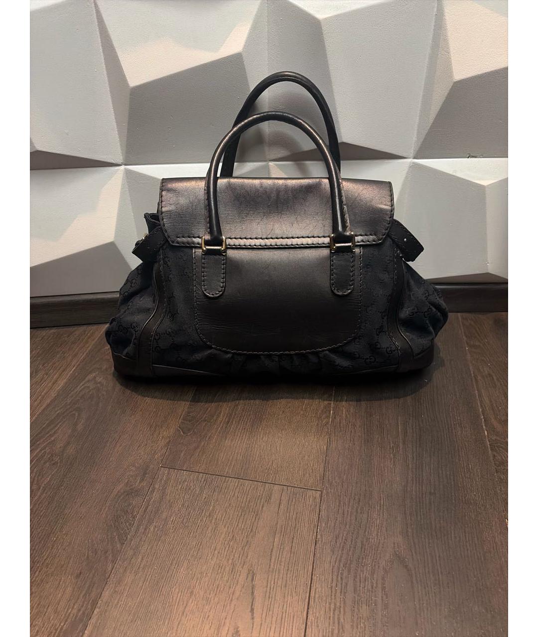 GUCCI Черная сумка тоут из канвы, фото 3