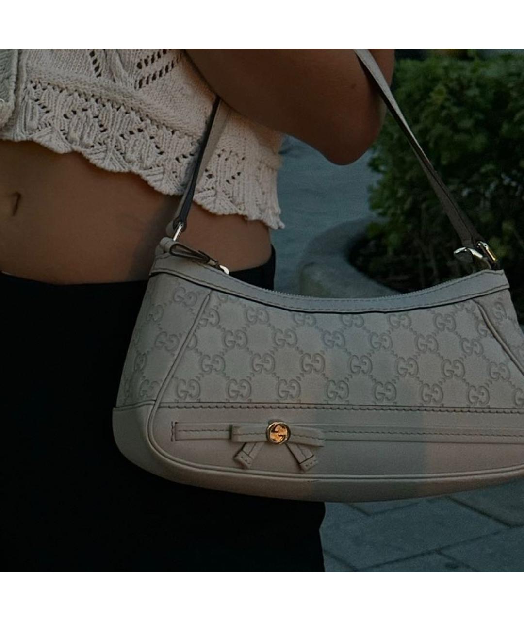 GUCCI Белая кожаная сумка через плечо, фото 2