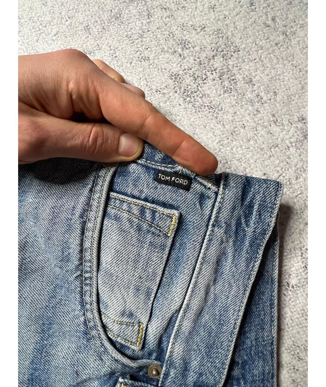TOM FORD Синие хлопковые джинсы скинни, фото 3