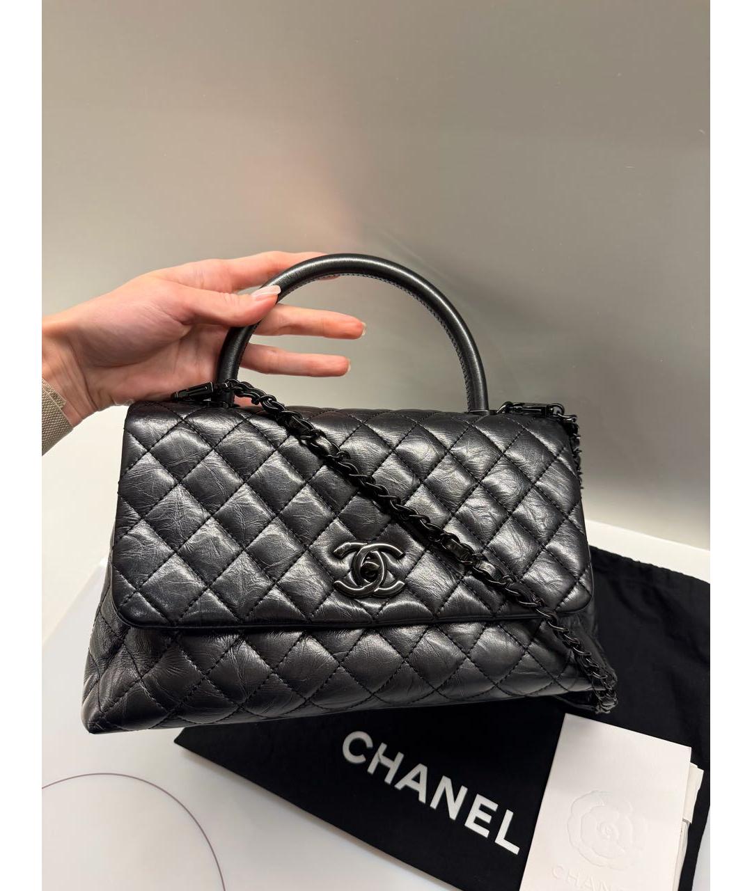 CHANEL Серая кожаная сумка через плечо, фото 9