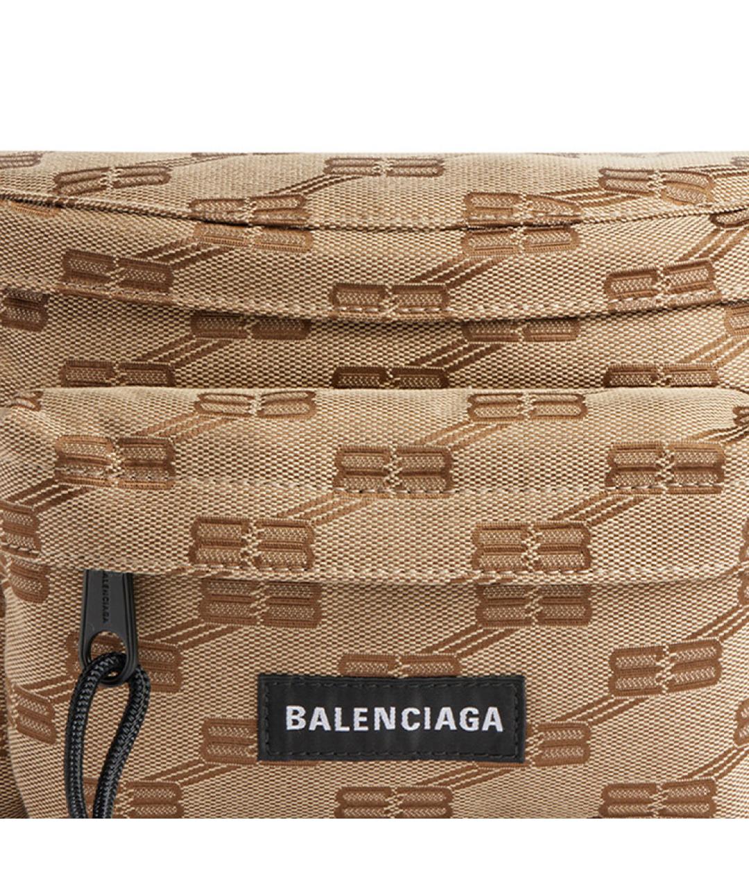 BALENCIAGA Бежевая поясная сумка из канвы, фото 5
