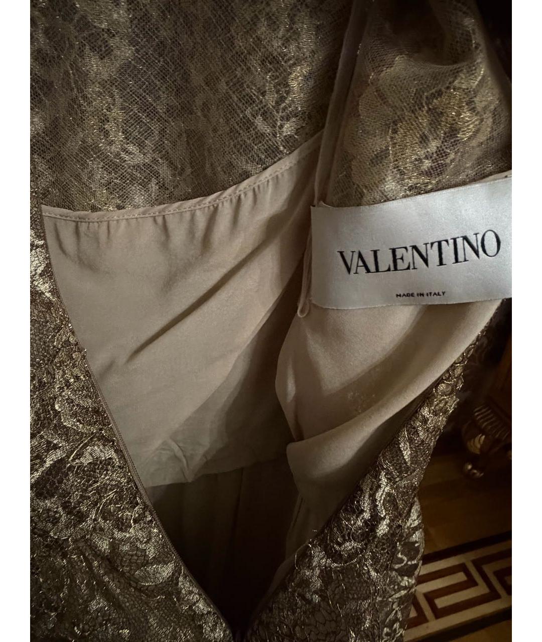 VALENTINO Золотое кружевное вечернее платье, фото 3