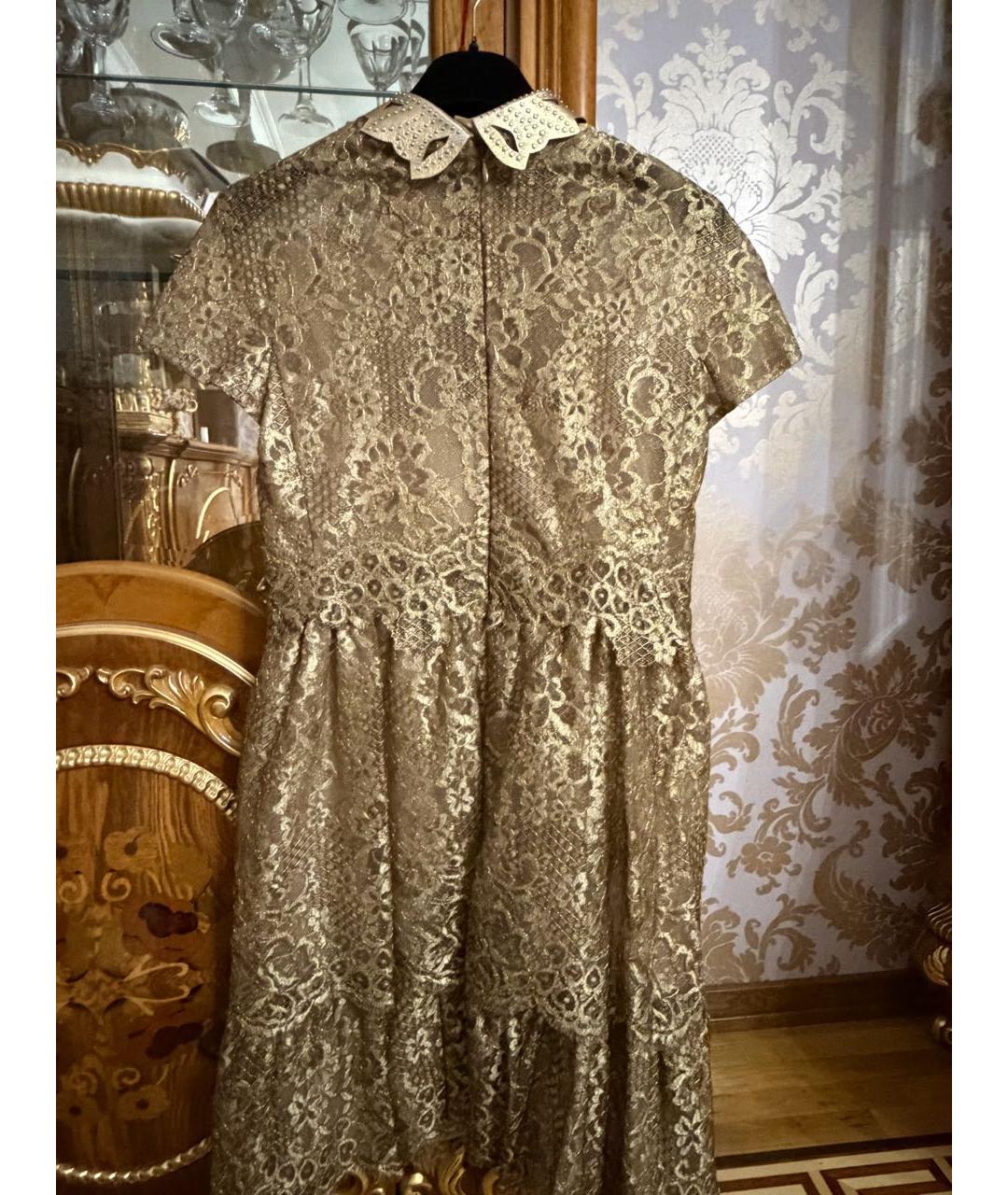 VALENTINO Золотое кружевное вечернее платье, фото 2