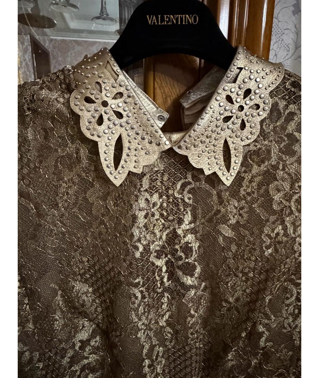 VALENTINO Золотое кружевное вечернее платье, фото 4