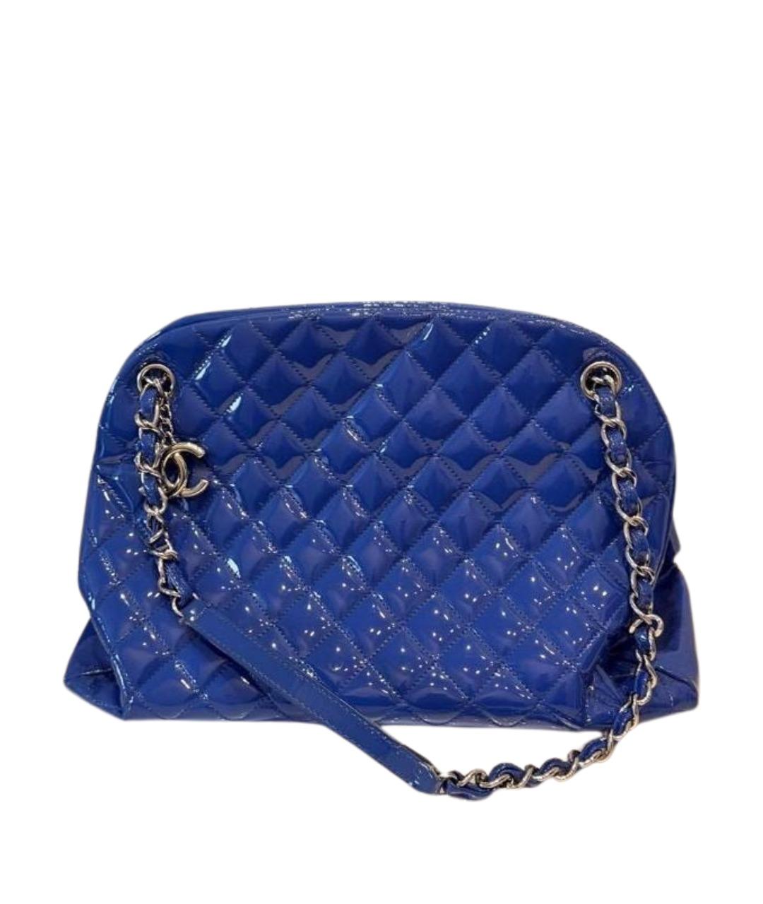 CHANEL Синяя сумка тоут из лакированной кожи, фото 1