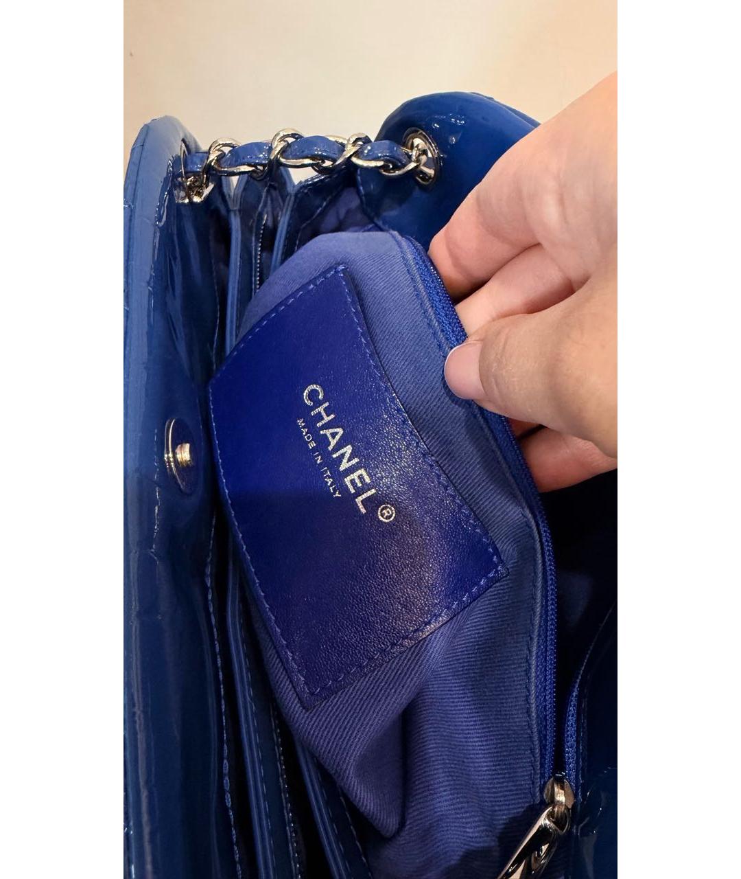 CHANEL Синяя сумка тоут из лакированной кожи, фото 8