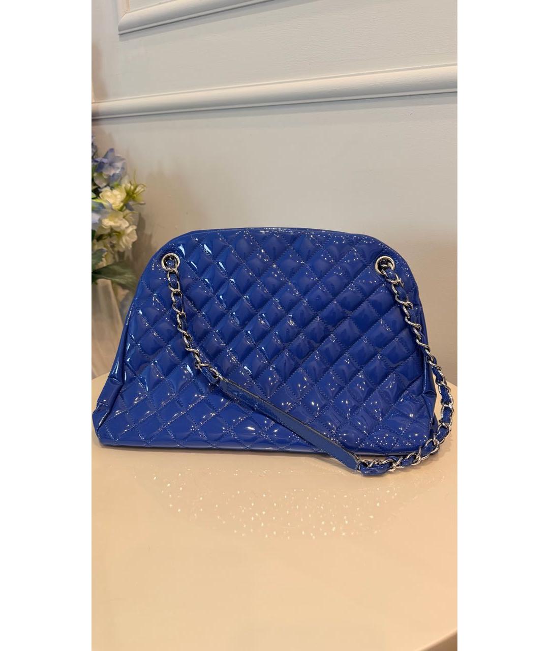 CHANEL Синяя сумка тоут из лакированной кожи, фото 2