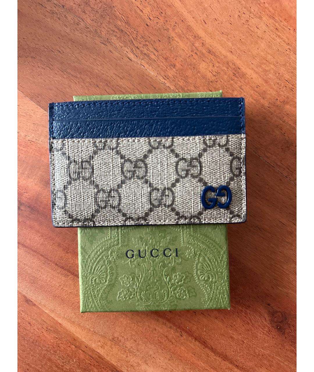 GUCCI Синий кожаный кардхолдер, фото 2