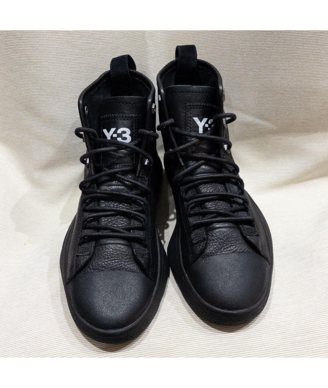 YOHJI YAMAMOTO Черные кожаные высокие кроссовки / кеды, фото 2
