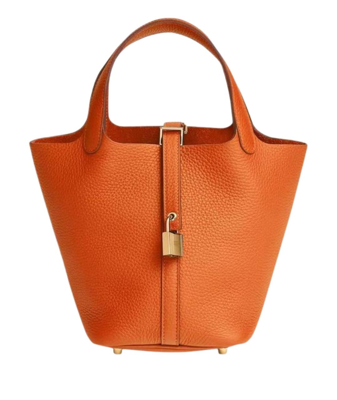 HERMES Оранжевая кожаная сумка через плечо, фото 1