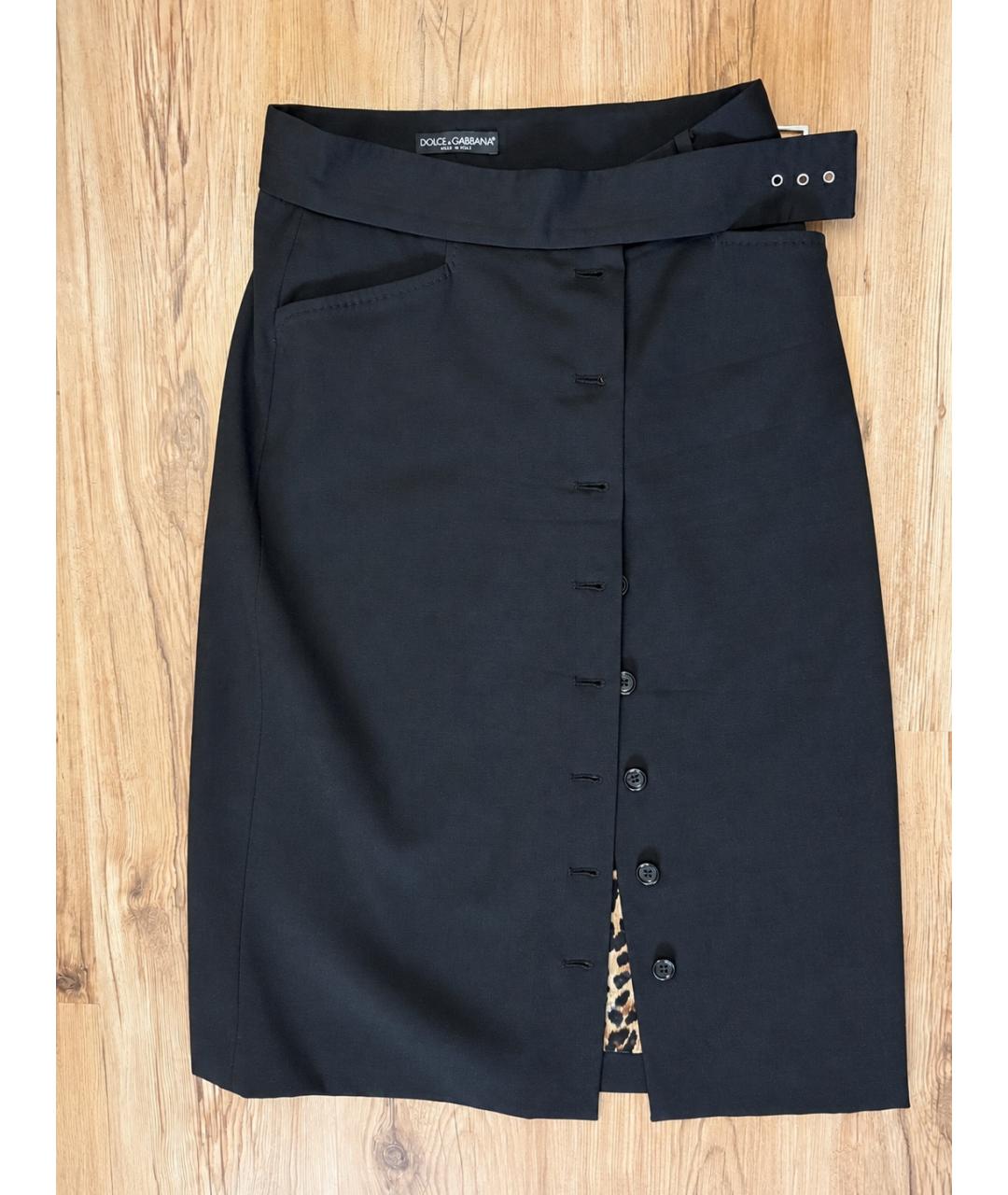 DOLCE&GABBANA Черная шерстяная юбка миди, фото 6
