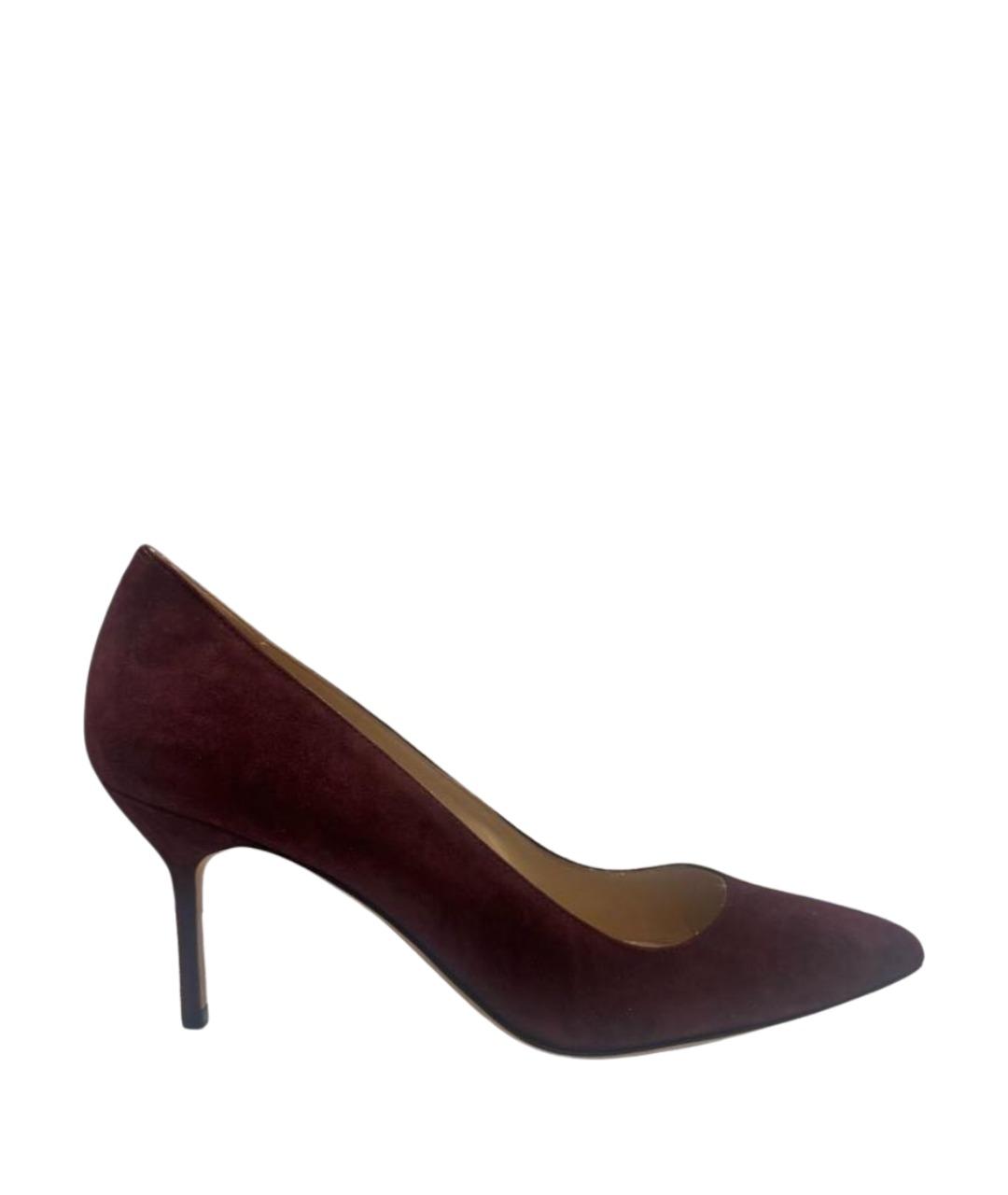 MANOLO BLAHNIK Бордовые замшевые туфли, фото 1