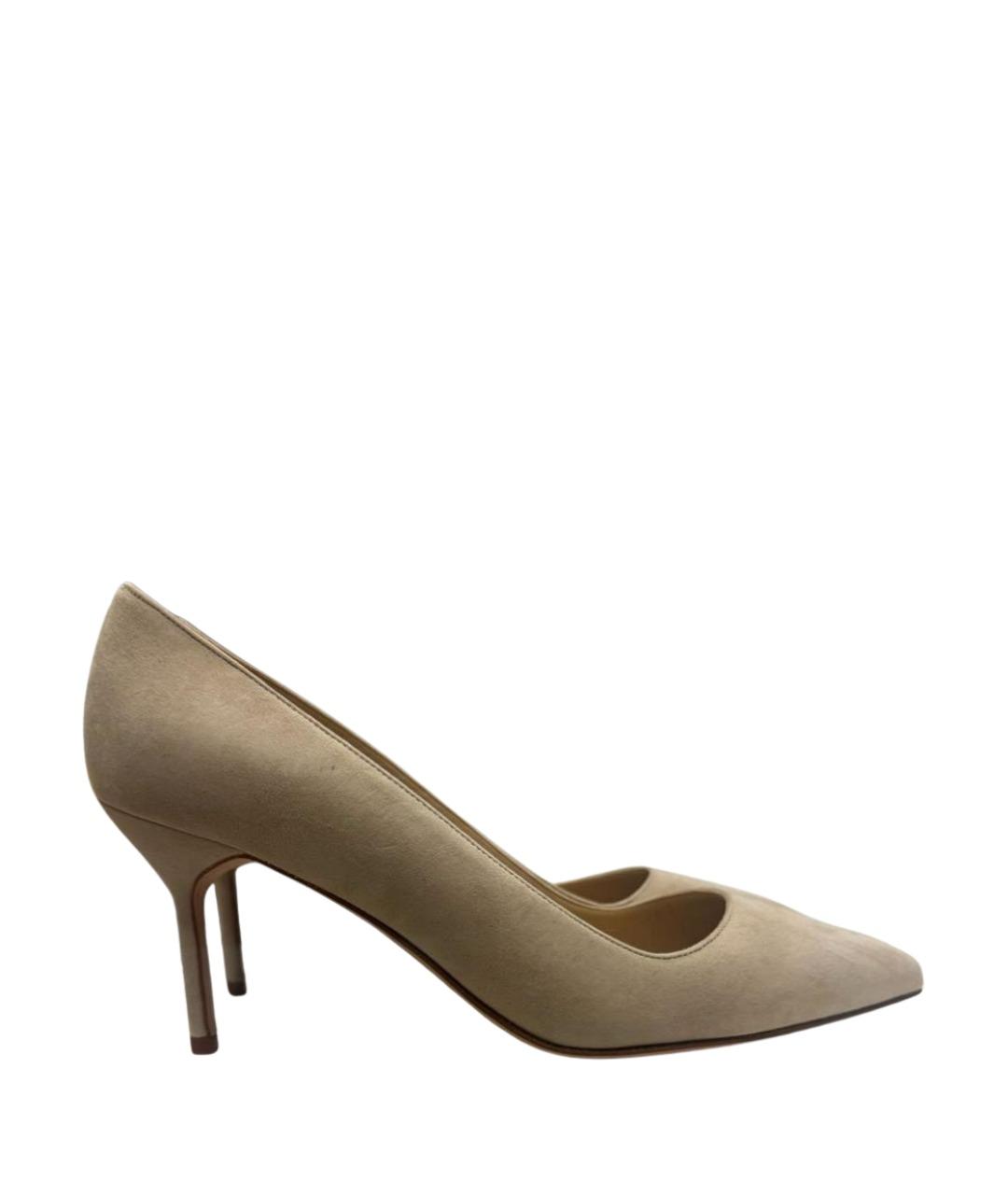 MANOLO BLAHNIK Бежевые замшевые туфли, фото 1