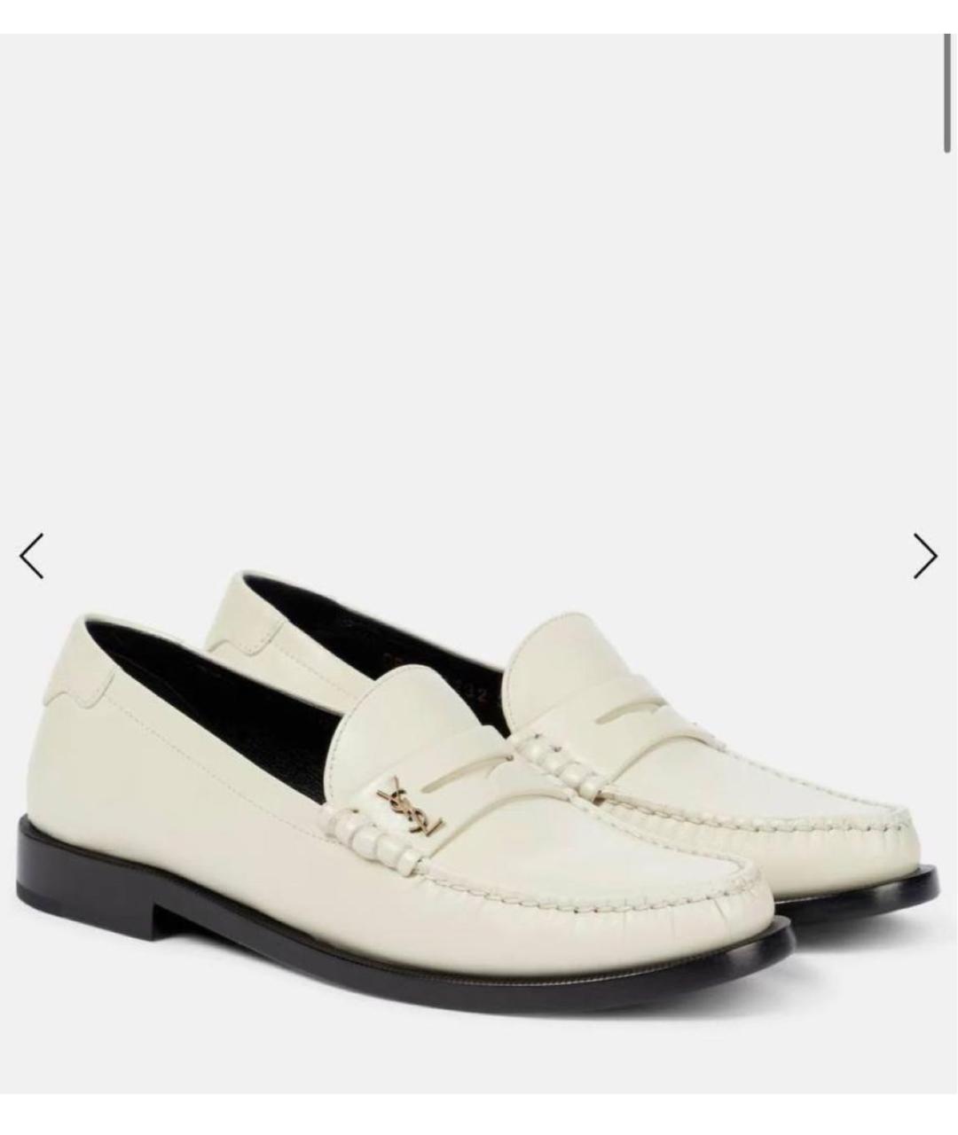 SAINT LAURENT Белые кожаные лоферы, фото 2
